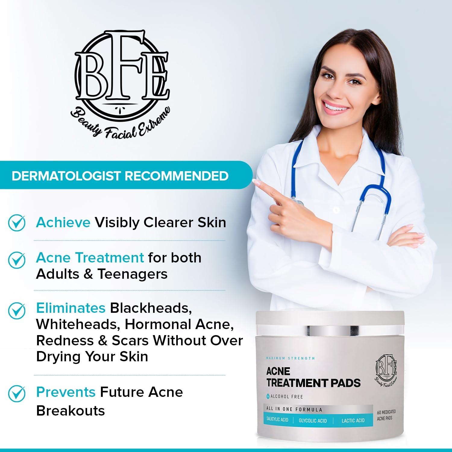 Acne Treatment Pads Contains Salicylic Glycolic & Lactic Acid for Face