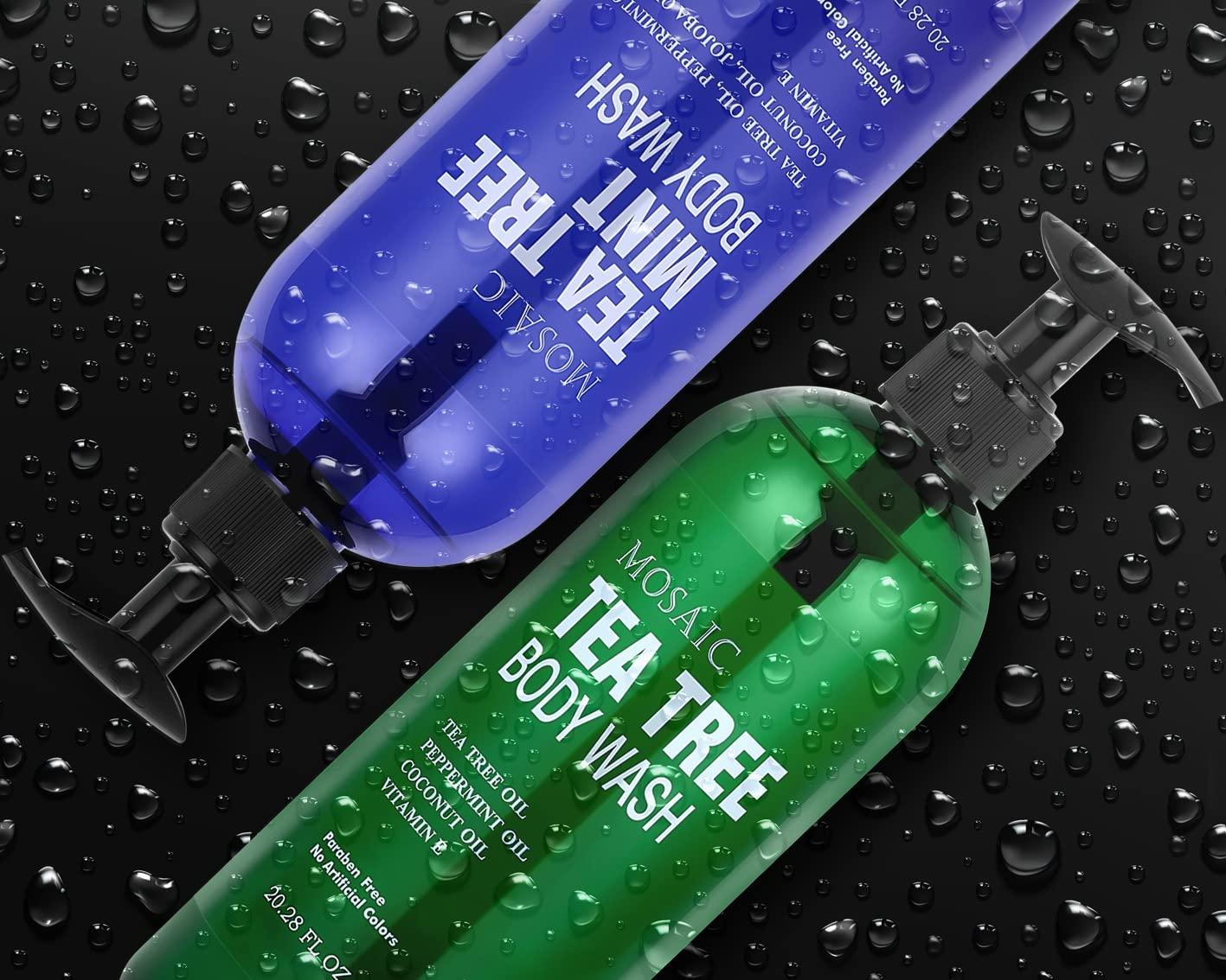 Tea Tree Body Wash with Mint & Shower Gel with Vitamin E for Jock Itch