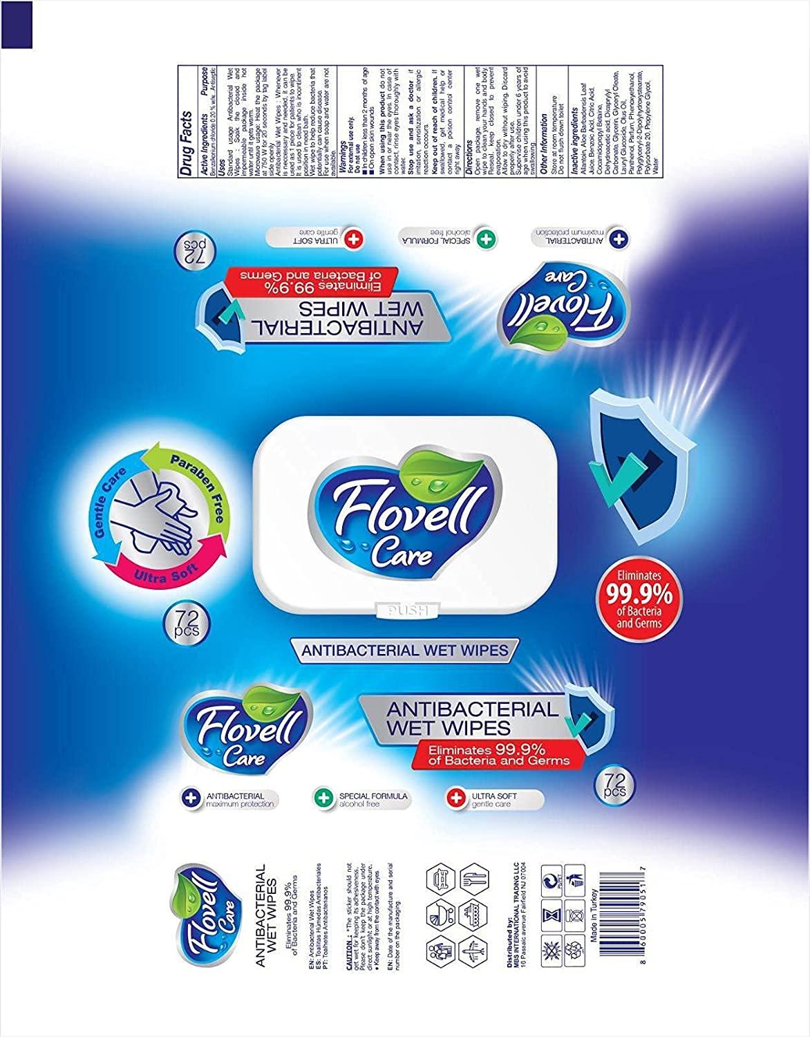 FLOVELL CARE Ultraclean Antibacterial Hand Wipes - 72 Sheet Pack | Buy ...