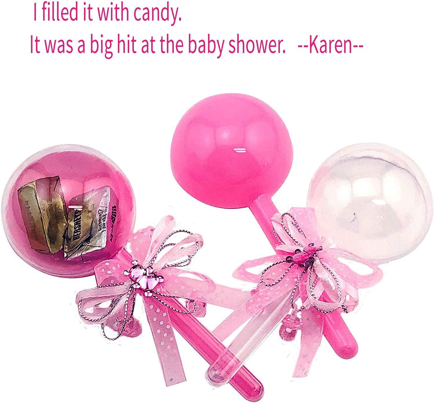 JC Hummingbird Pink Fillable Baby Rattle Party Favors with Decorative ...