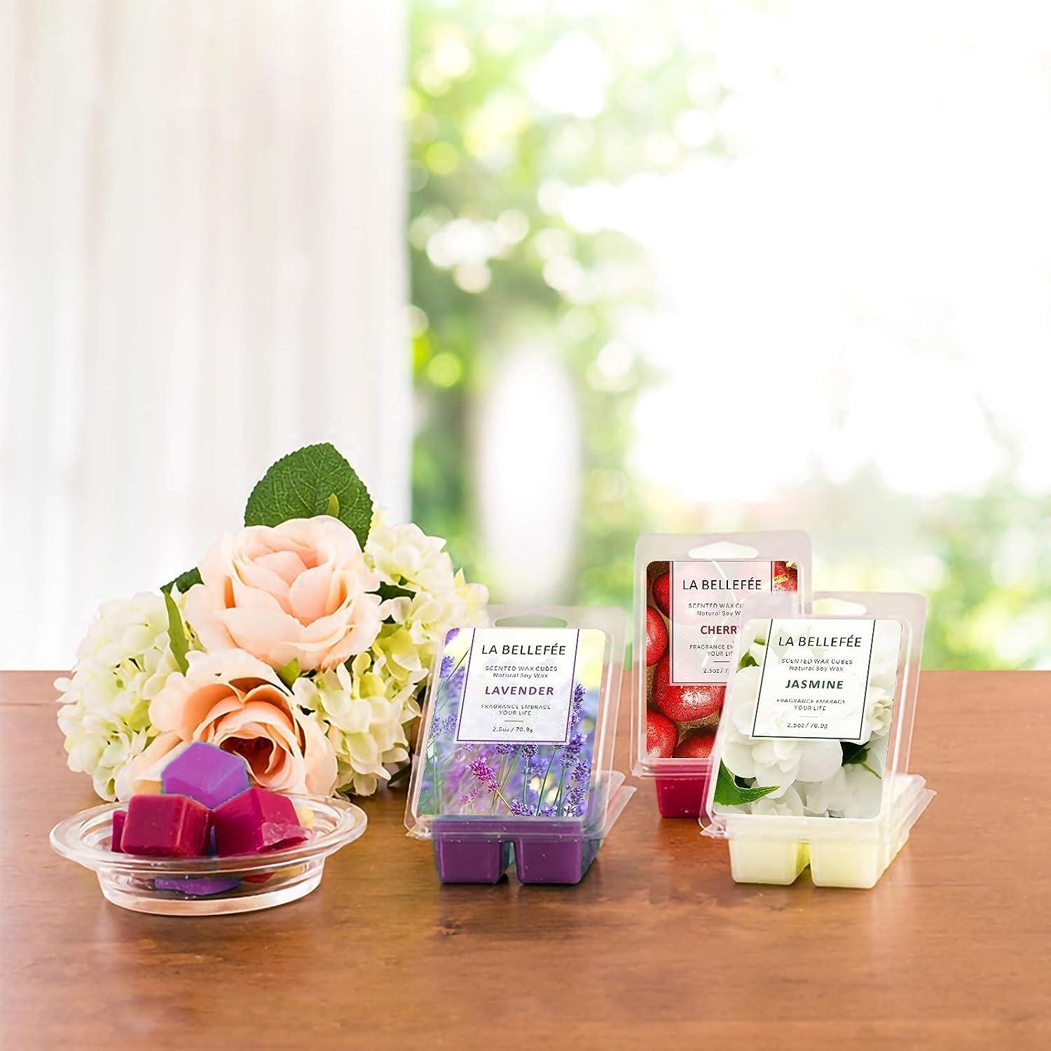 LA BELLEFE Wax Melts Wax Cubes, Natural Soy Wax Cubes Candle Melts, Scented  Wax Melts for Wax Warmer Mothers Day Gifts Decor, Floral of Rose, Lavender,  Jasmine, Cherry for Spa Relaxing, Bath