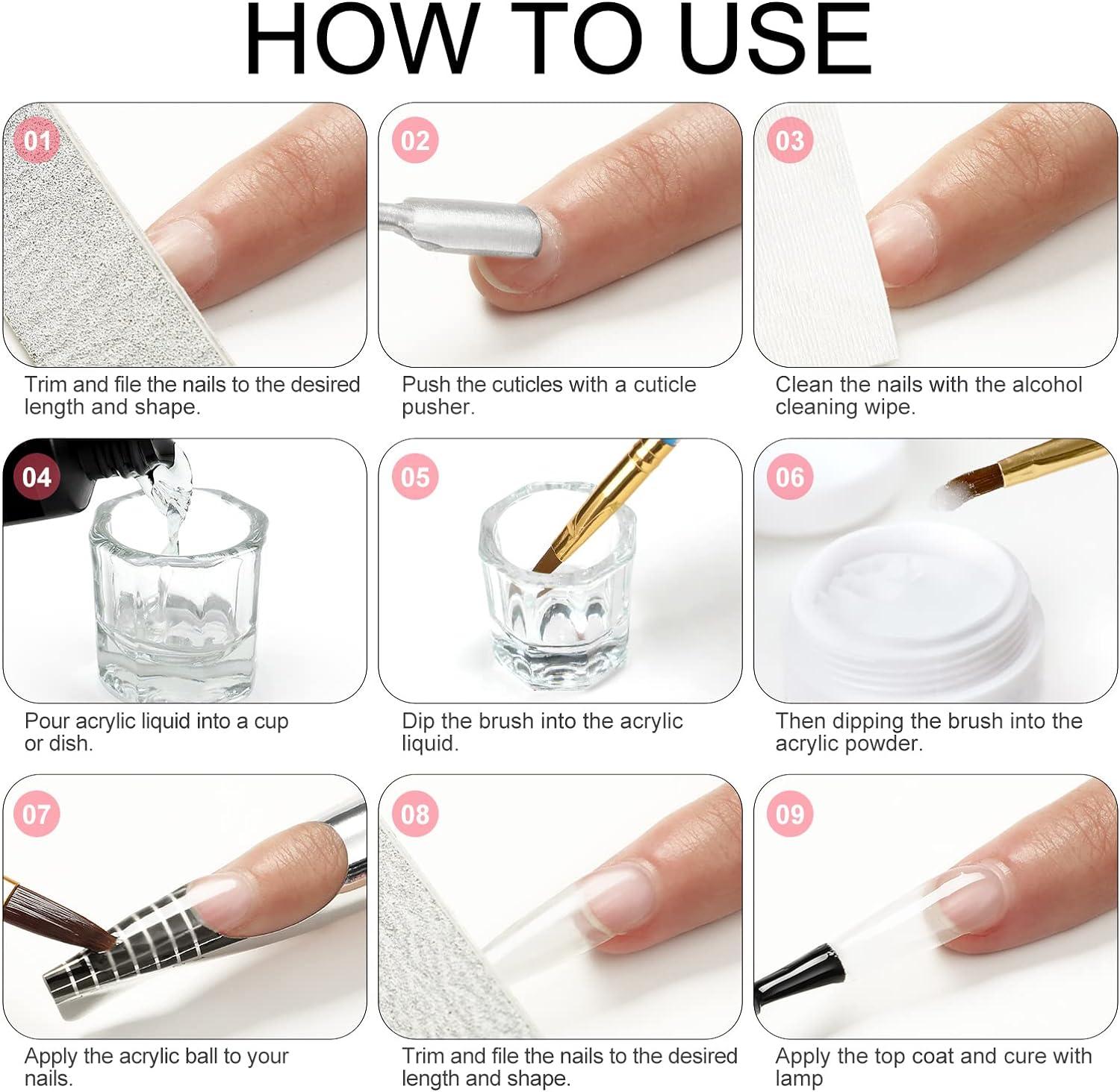 Colorful Acrylic Powder Set for Nail Extensions 3 Colors Acrylic Nail