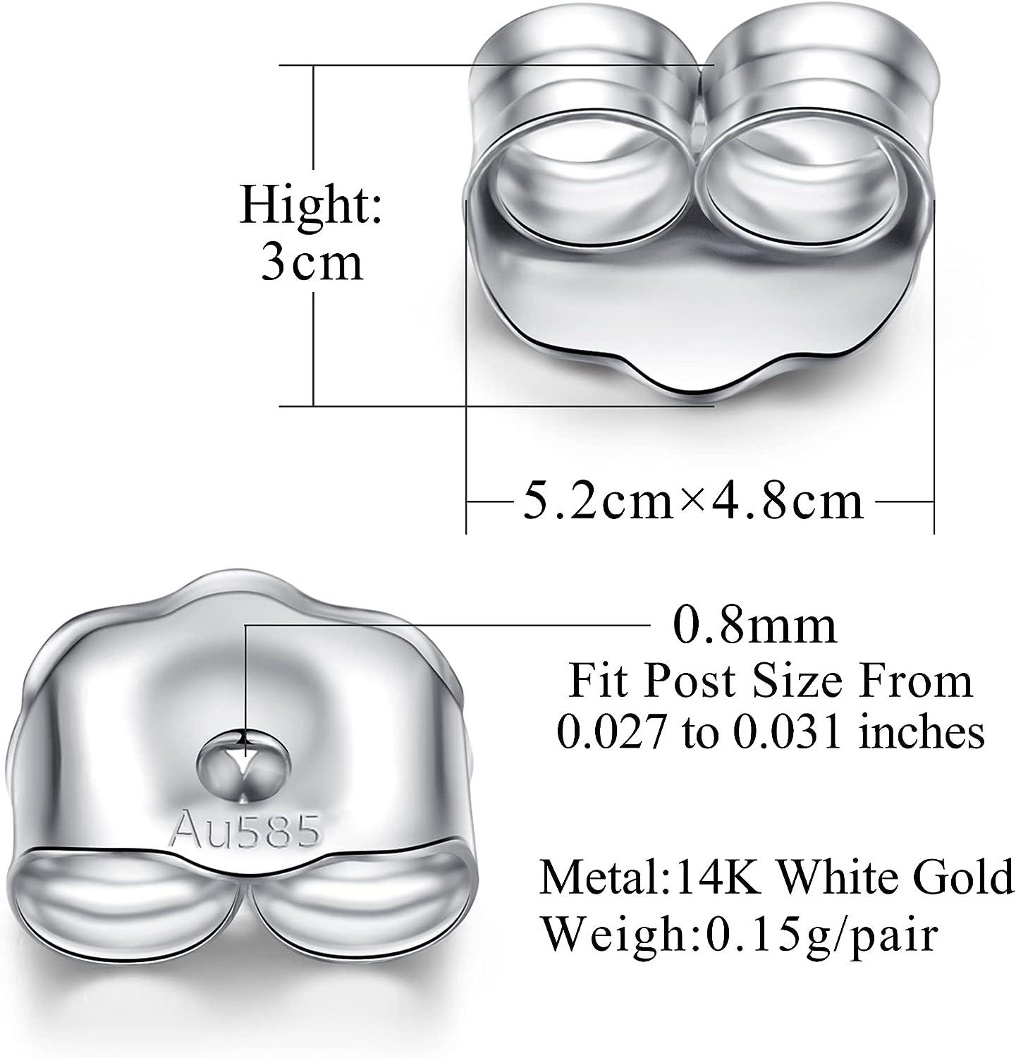  Gold Earring Backs, Earring Backs Gold Hypoallergenic  Replacements for Stud White Gold Silver Locking Silver Flat Earrings Backs