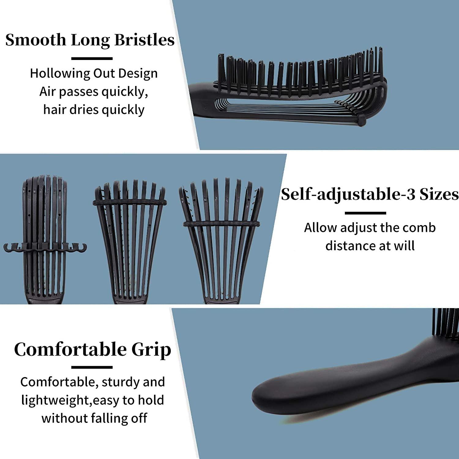 Collapsible Silicone Hair Dryer Diffuser & Detangler Brush Set