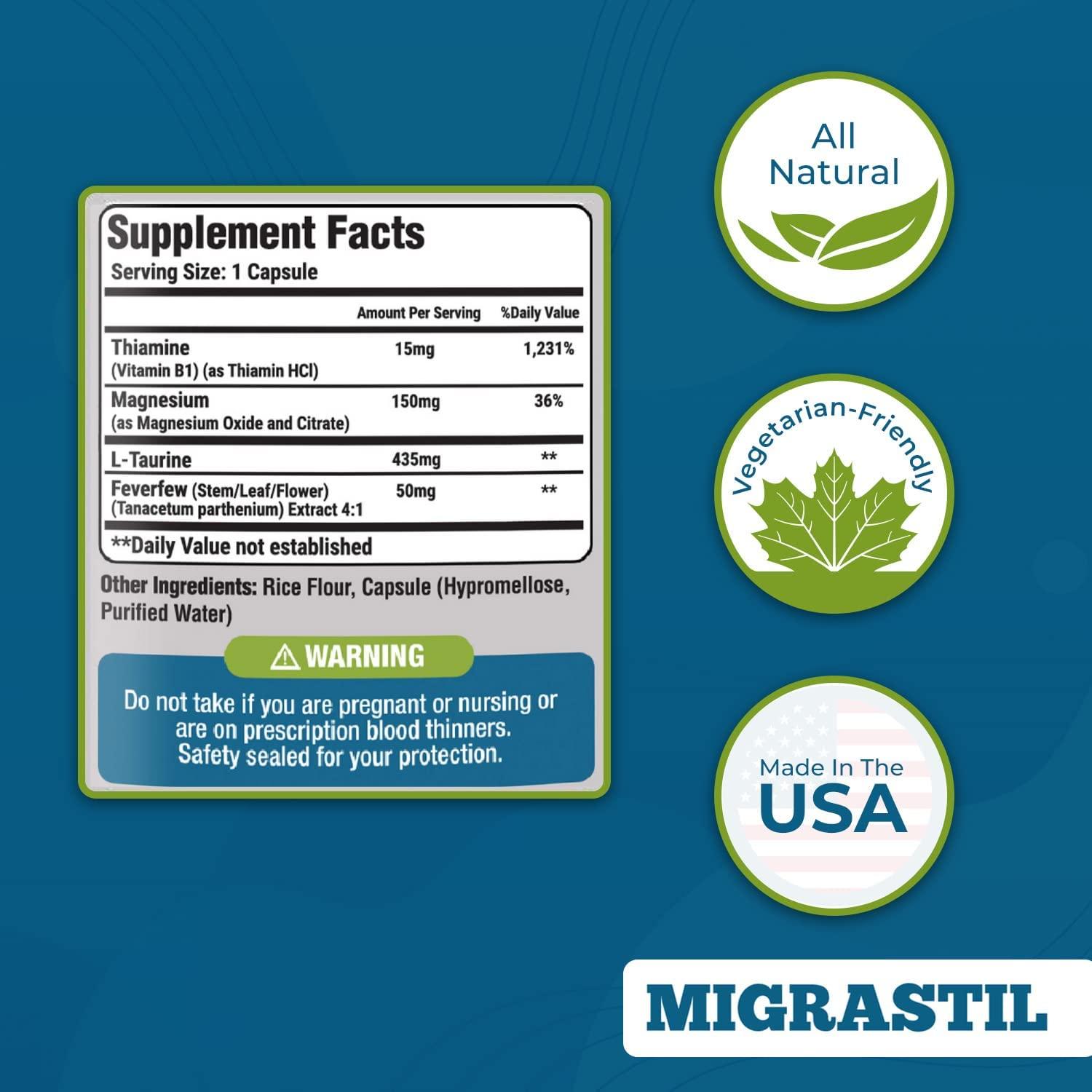 Migrastil Migraine Relief Capsules (60 ct) Natural Vegetarian
