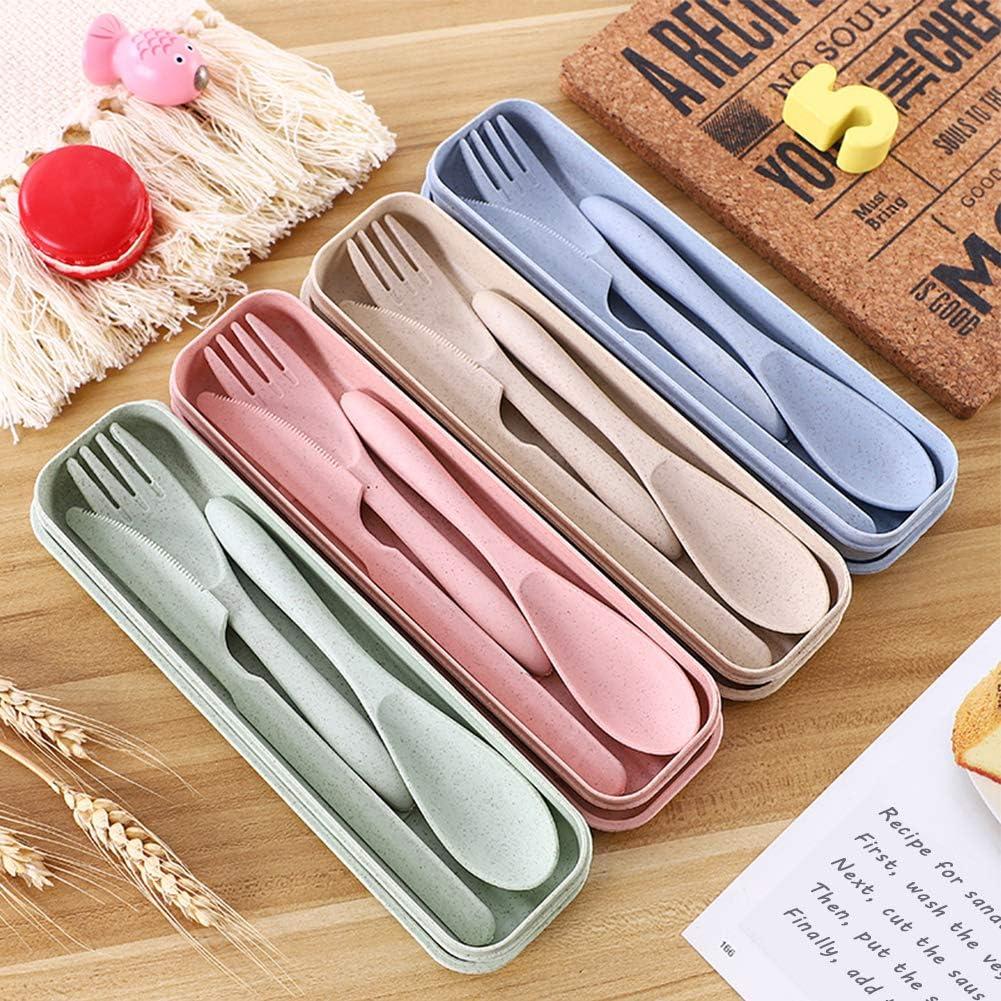 Travel Cutlery Set With Case, 4 Sets Portable Camping Cutlery Set