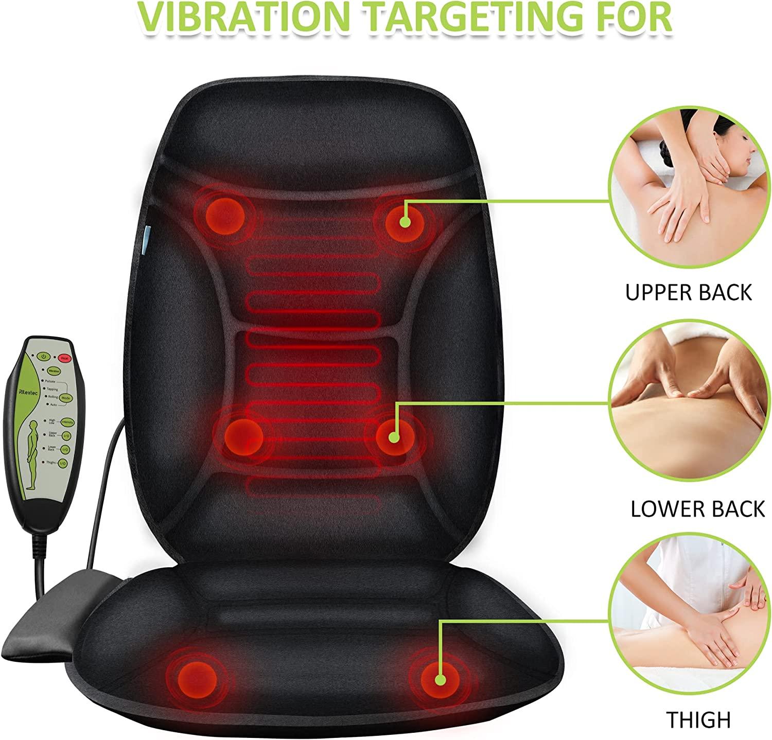 Rilextec Vibration Back Massager with Heat, Extra Memory Foam 6