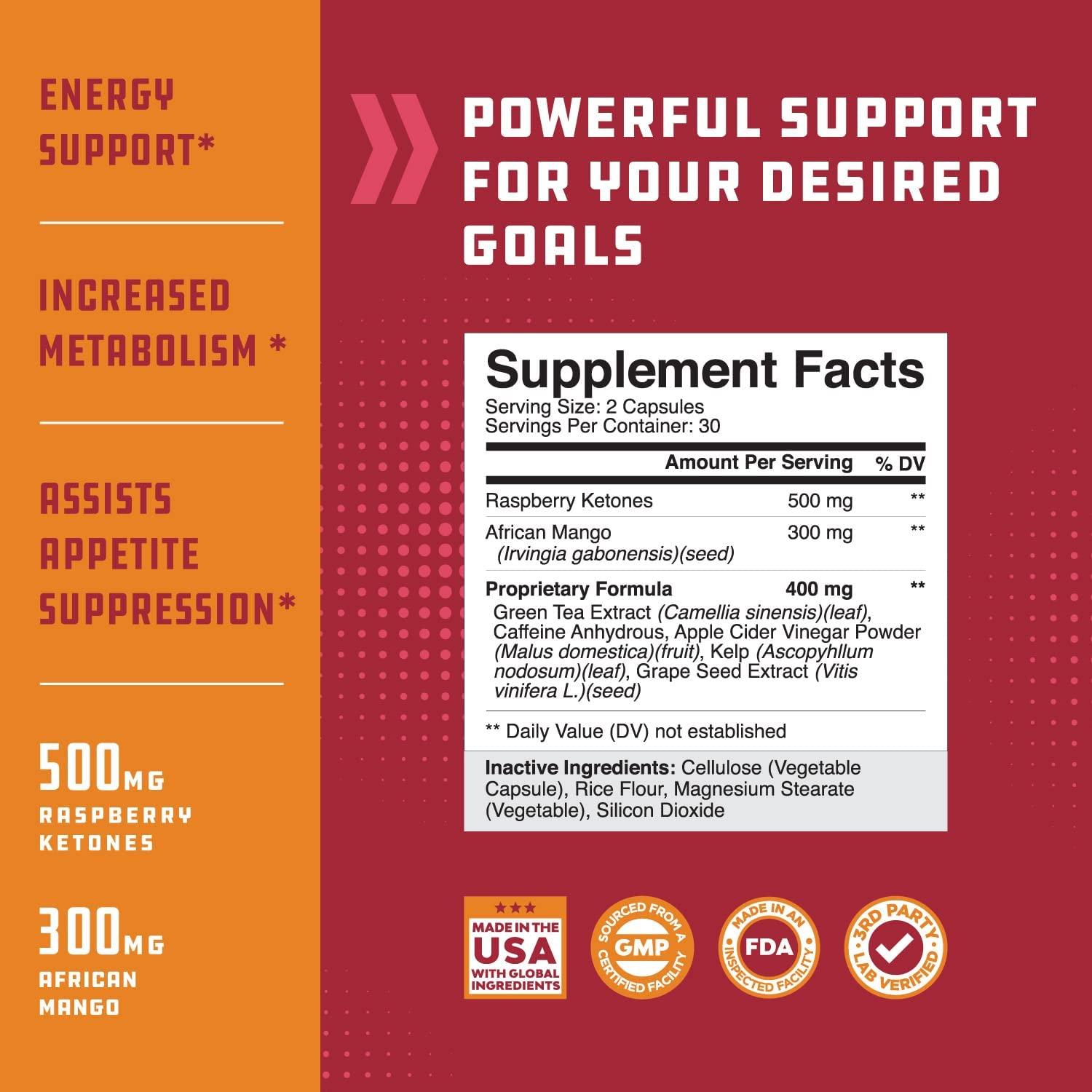 Blend of Raspberry Ketones, Green Tea Extract and African Mango Lose