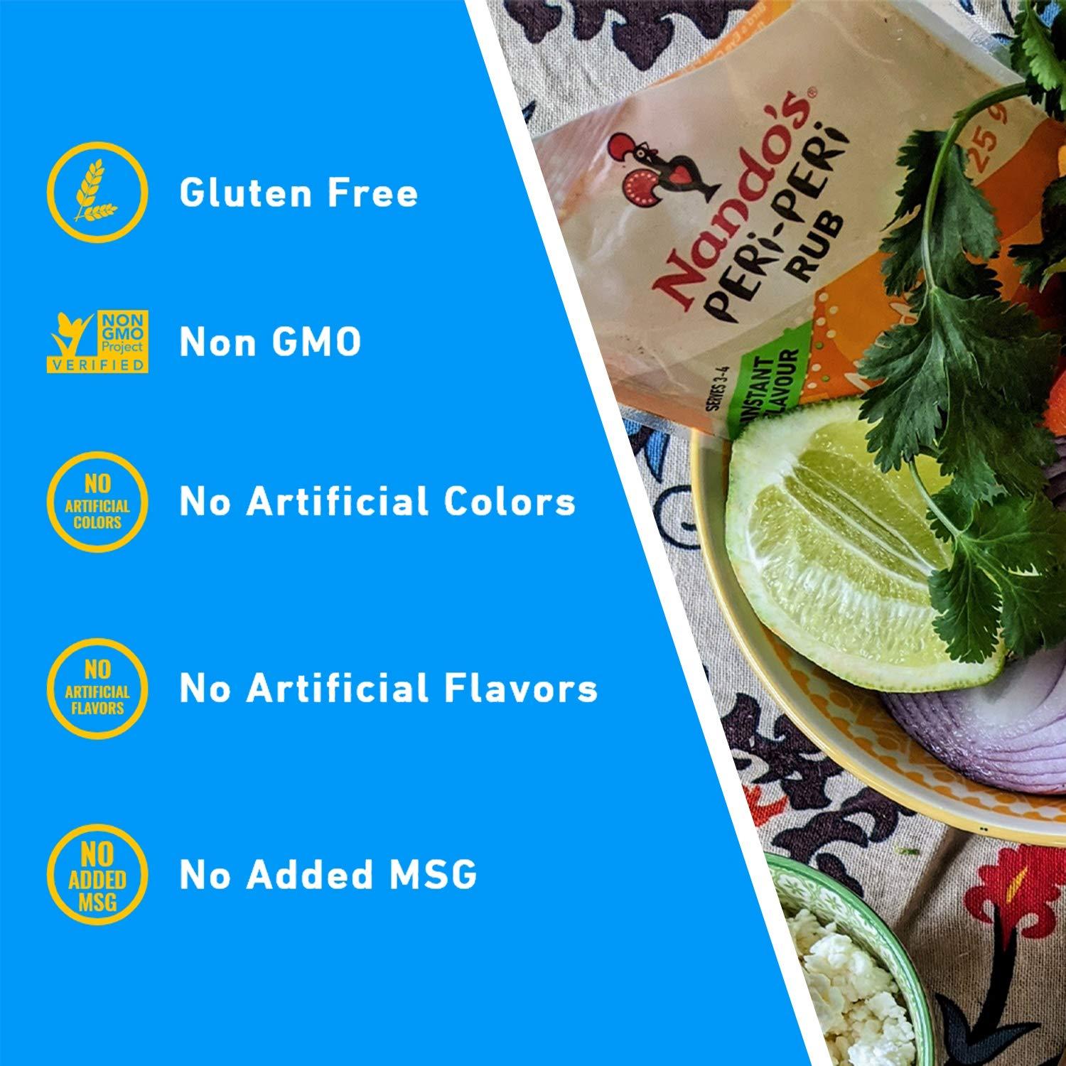 Nando's PERiPERi Medium Dry Rub BBQ Seasoning 25g Bags (5PK) Garlic, Herbs, and Spices