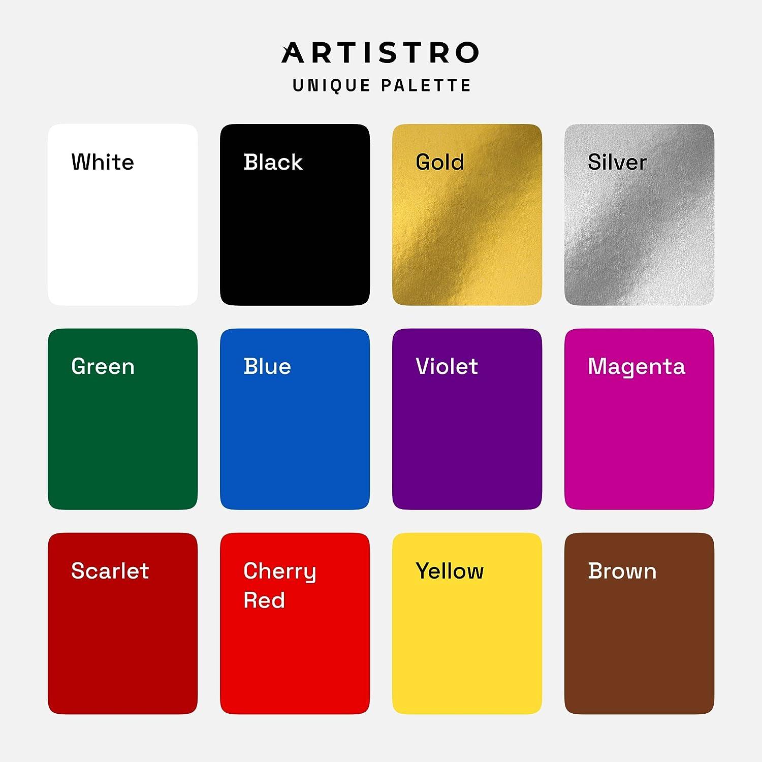 Artistro 12 Metallic Acrylic Paint Pens Extra-fine Tip for Rock