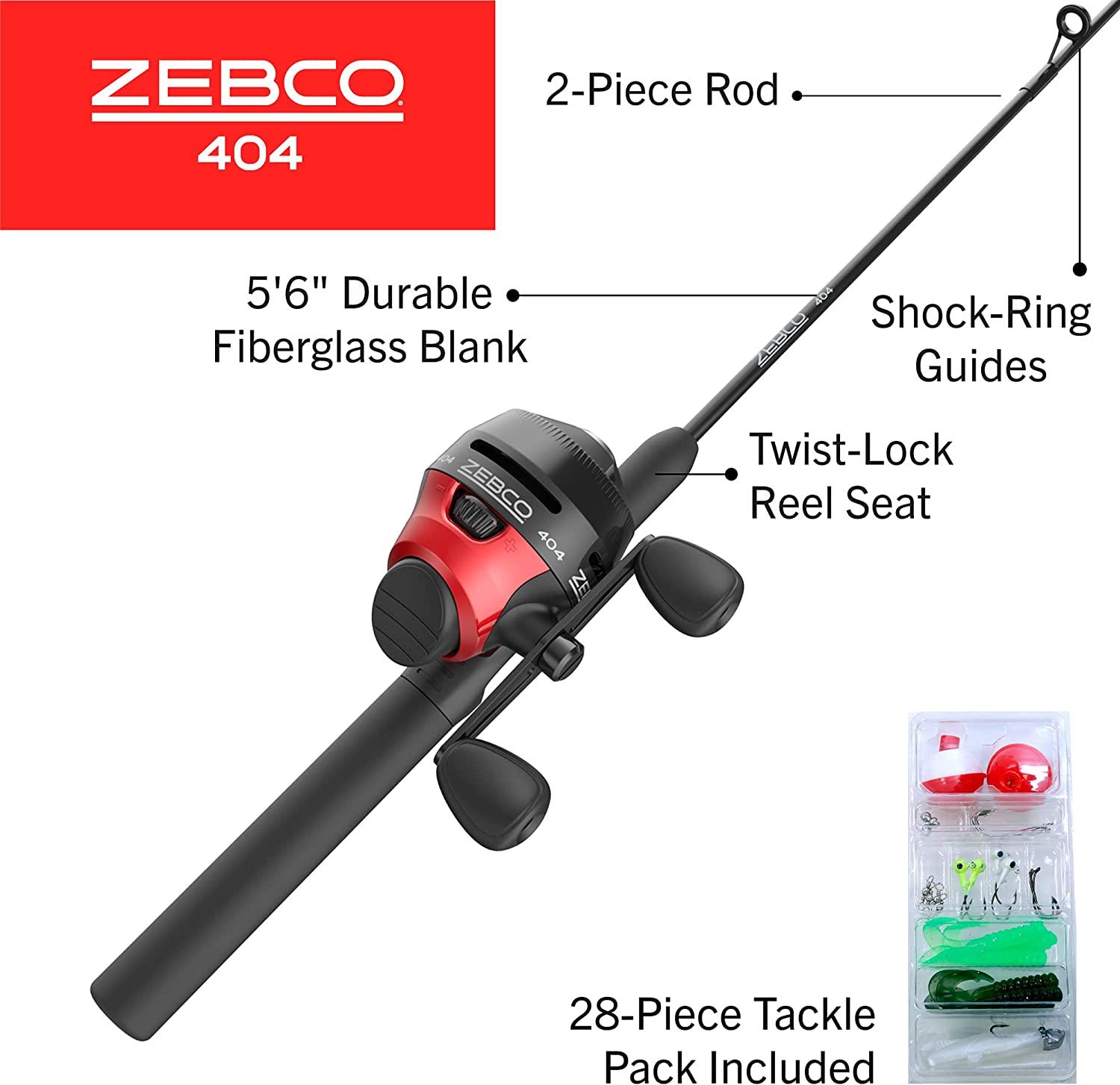 Zebco 404 Spincast Reel and 2-Piece Fishing Rod Combo Durable