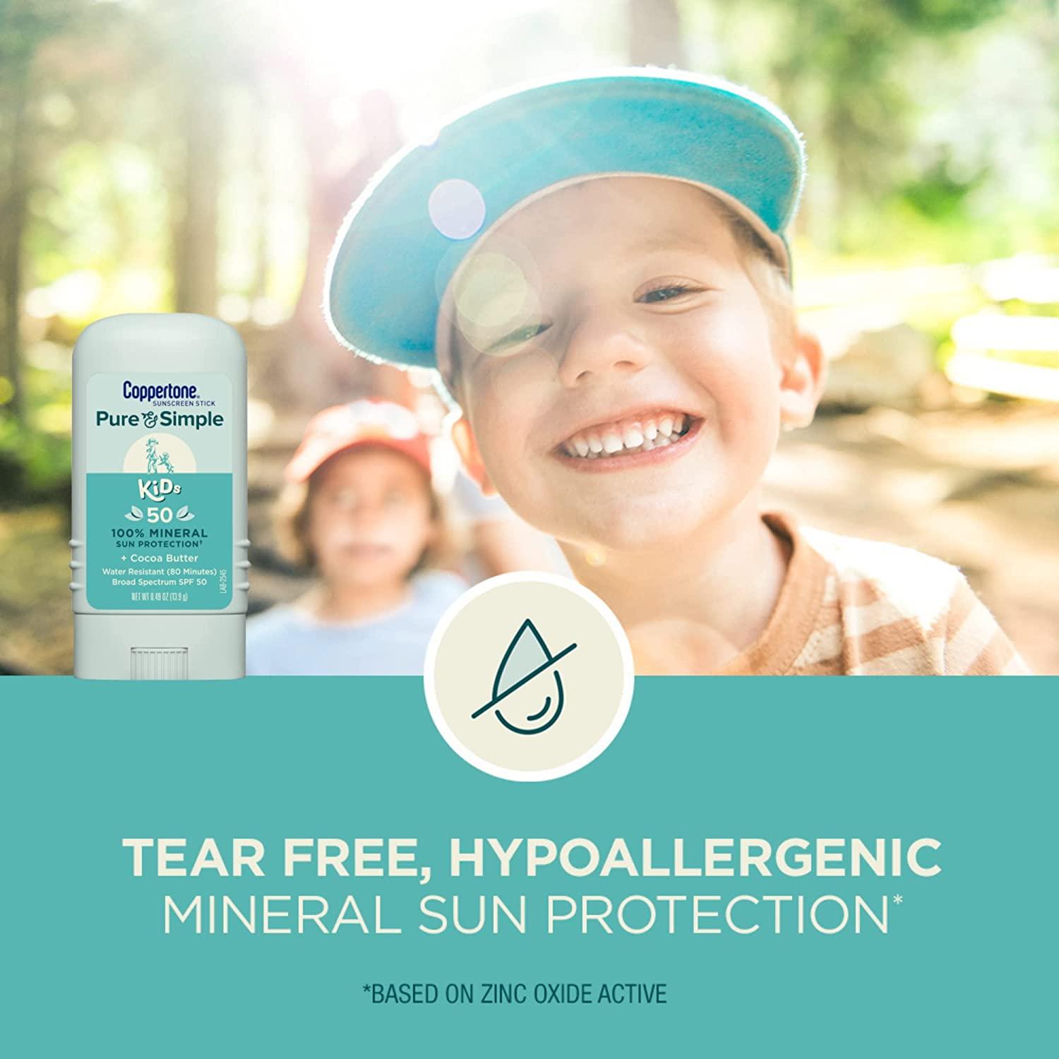 Coppertone Kids Sunscreen Spray SPF 50 + Stick SPF 50 Bundle Zinc