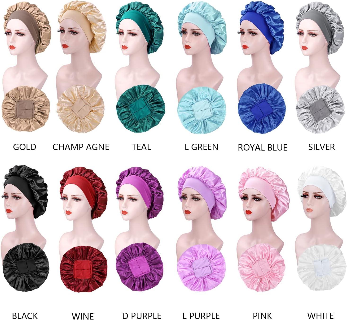 Curly Hair Bonnets For White Hair AliLeader 2Pcs Silk Hair Bonnet For  Sleeping Black+Pink Satin