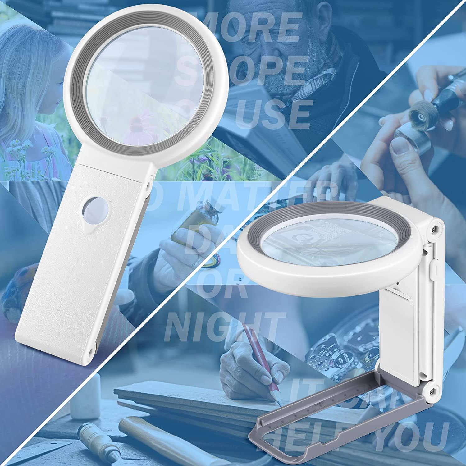 10X Large Magnifying Glass With Light 8 LED Magnifier Foldable Stand on  OnBuy