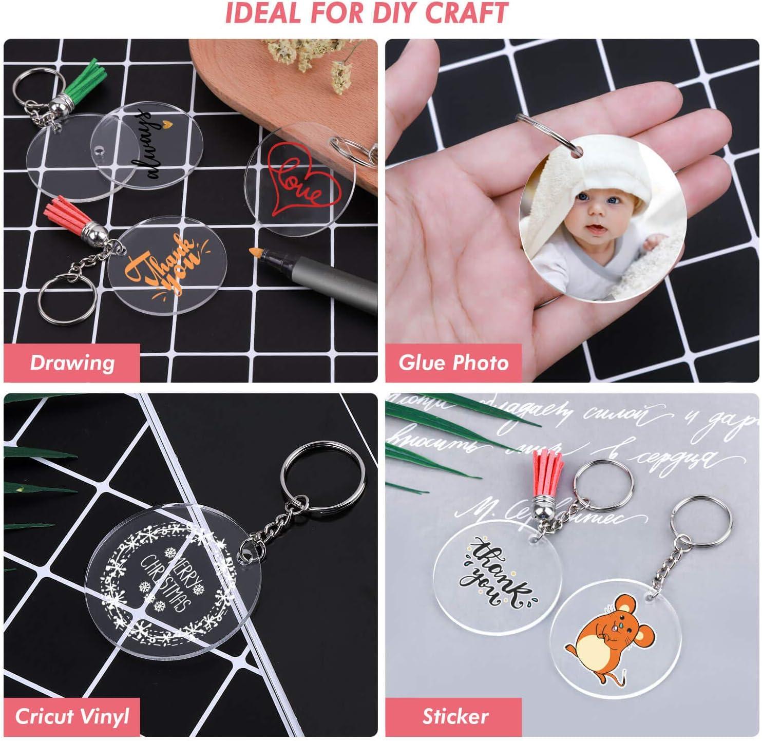 Acrylic Keychain Blank 30pcs Round Clear Keychains for Vinyl Kit DIY  Crafting