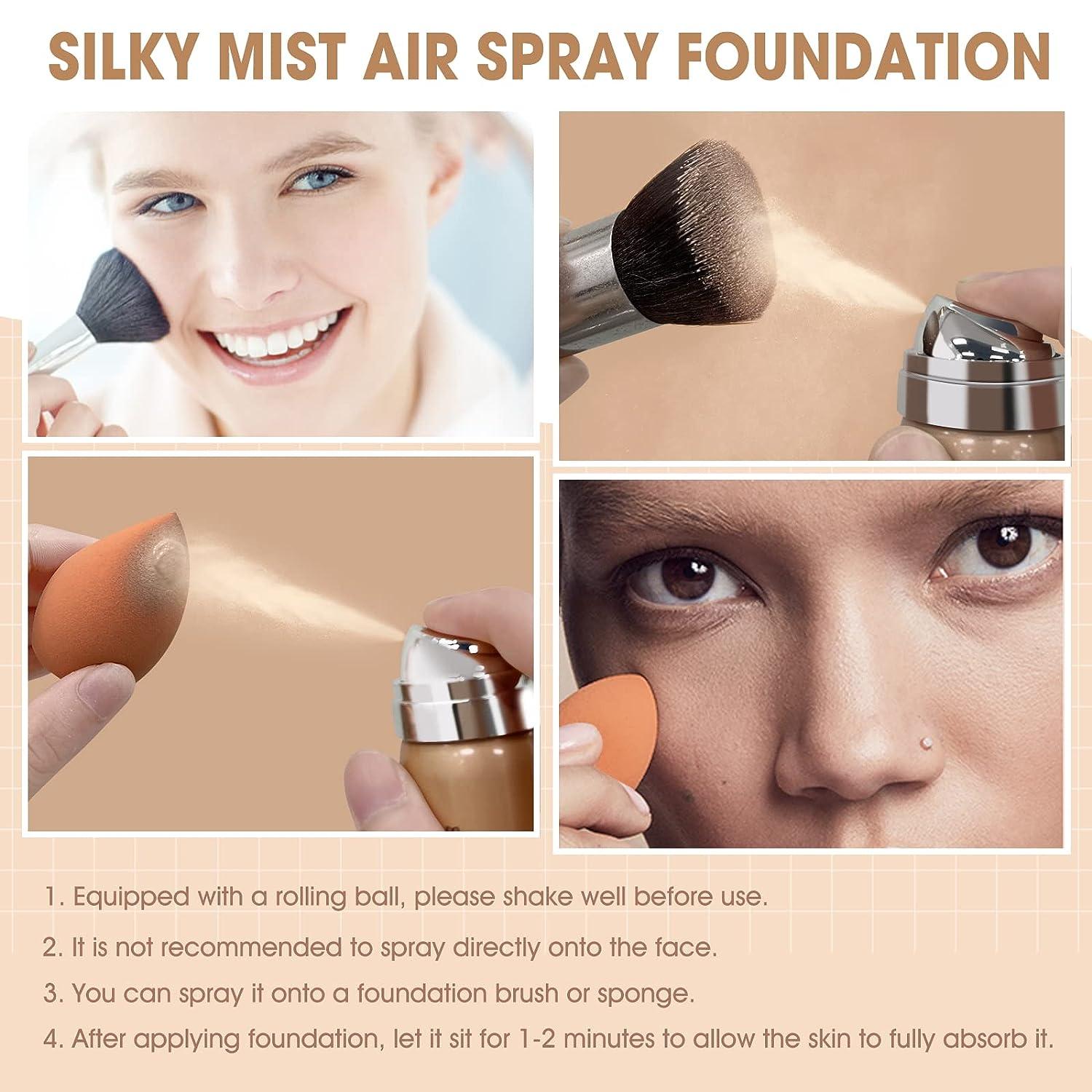 LOKFAR AirBrush Foundation Spray Silky Mist Foundation Spray Makeup Set  with Brush Full Coverage Foundation for Smooth Radiant Finish Formula  Breathable Lightweight Hydrating
