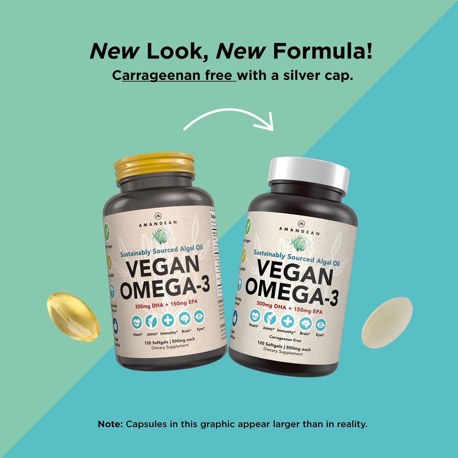 Premium Vegan Omega3 Supplement. Fish Oil Alternative! Plant Based DHA