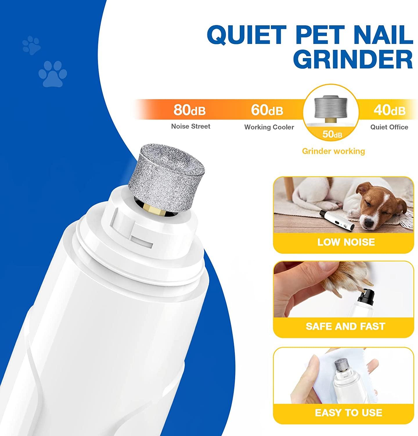 Quiet & Painless Rechargeable Pet Nail Grinder - USB Charging Electric -  PawsForPerfection