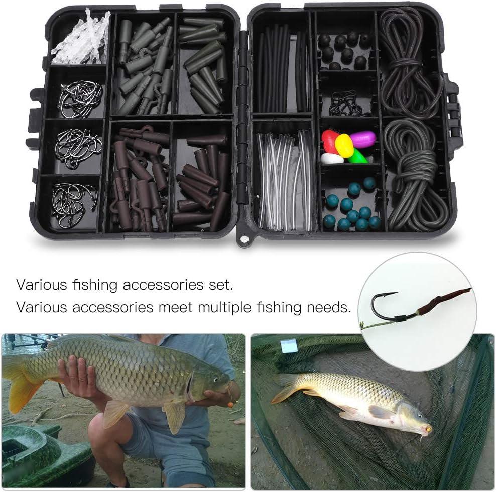 VGEBY Fishing Tackle Set,Carp Fishing Tackle Box Weights Clips Baiting  Needles Hook Swivel Rig Kit Containing bait needle