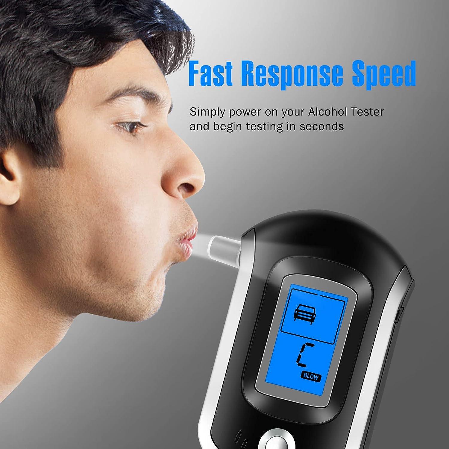 Alcohol Breathalyzer Professional-Grade Accuracy Alcohol Breath Tester  Portable Digital LCD Blood Alcohol Tester with 20 Mouthpieces for Personal  or Home Party Use