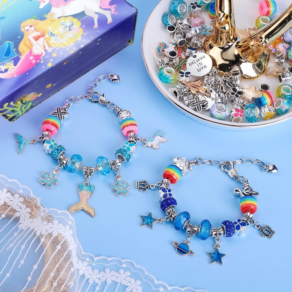 AIPRIDY Charm Bracelet Making Kit DIY Craft for Girls Unicorn Mermaid  Crafts Gifts Set for Arts and Crafts for Girls Teens Ages 6-12 (150 Pieces)
