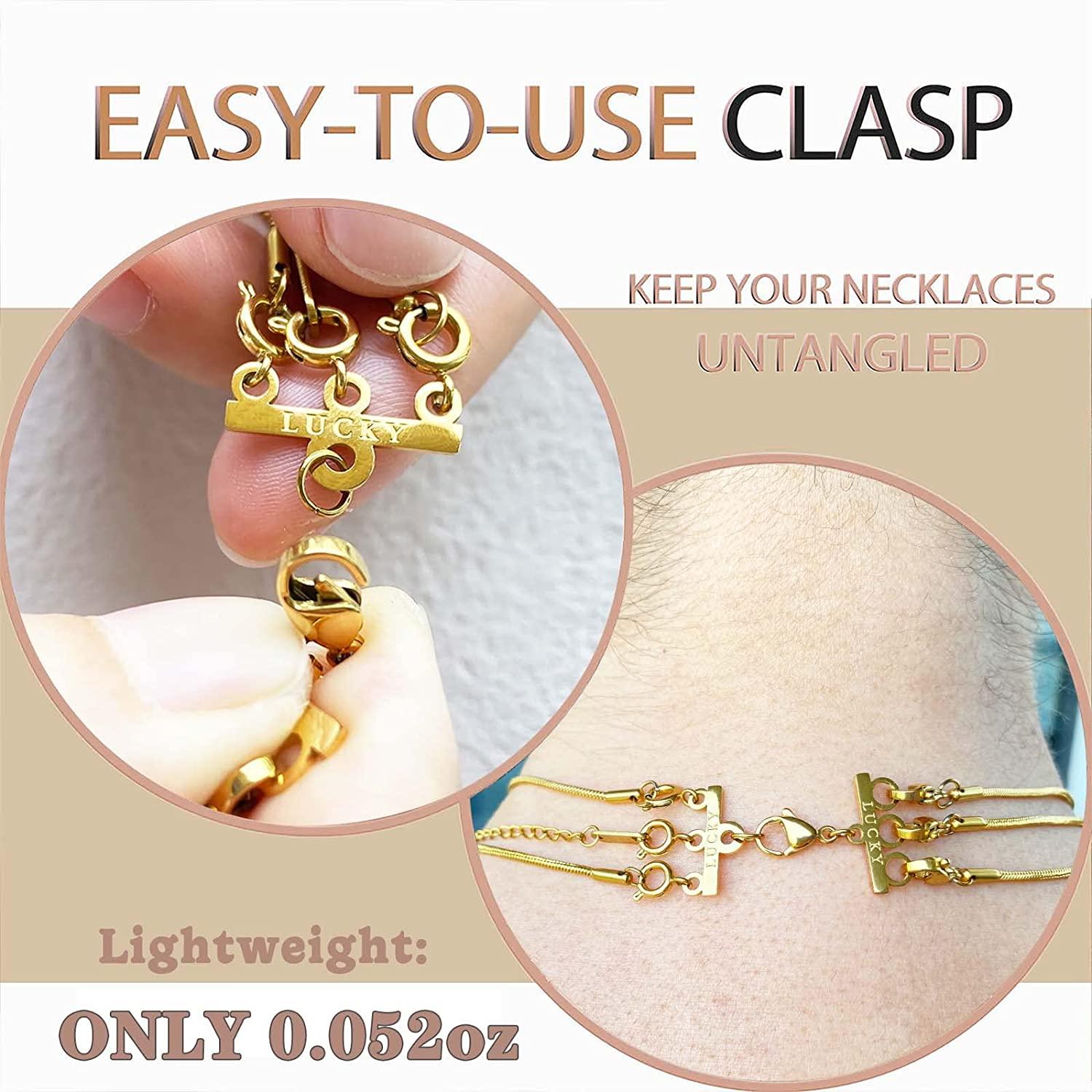 Dailyacc Lucky Necklace Layering Clasp 18K Gold and Silver Multi Strand