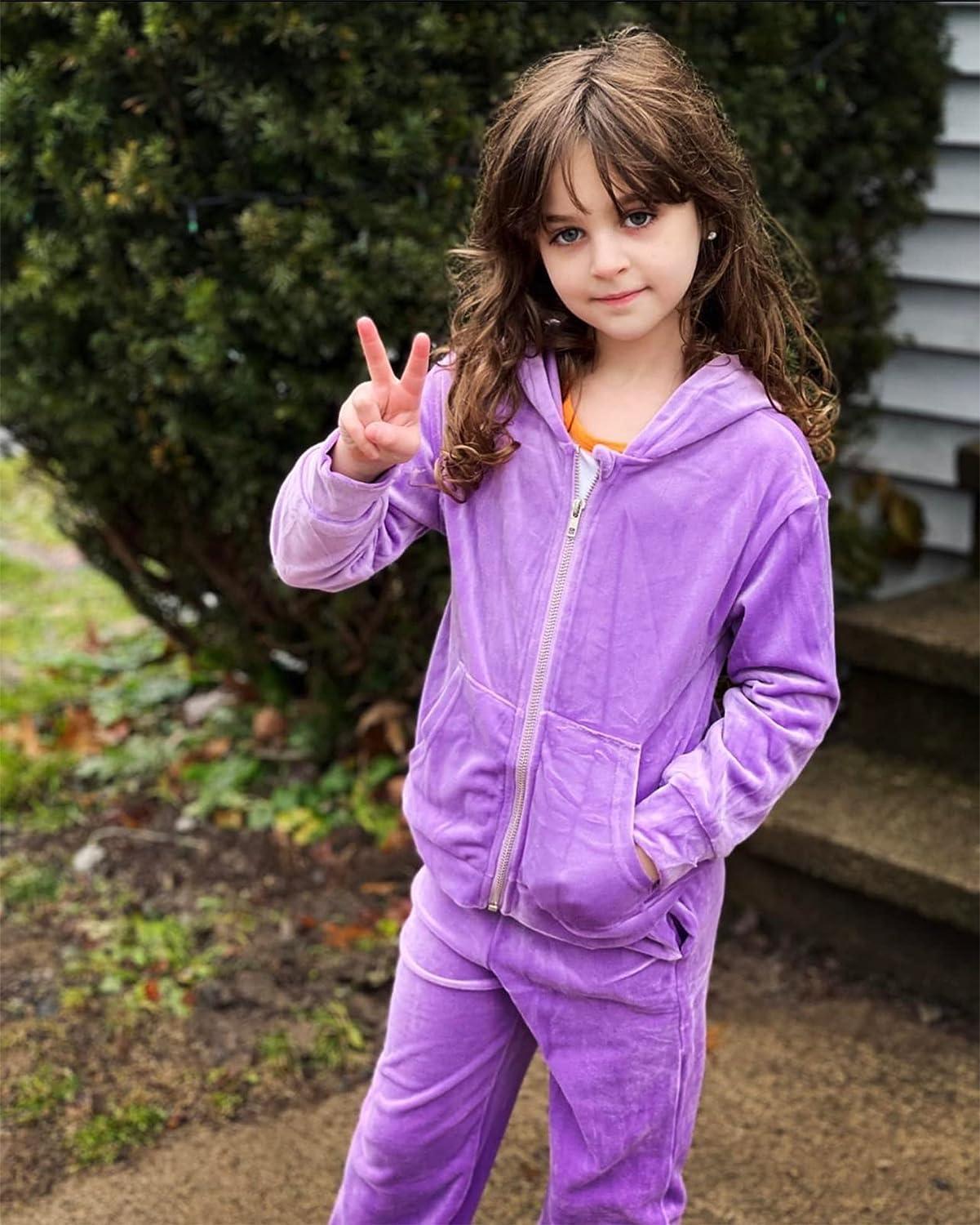 Arshiner 2 Piece Outfits for Girls Velour Tracksuit Hoodie and
