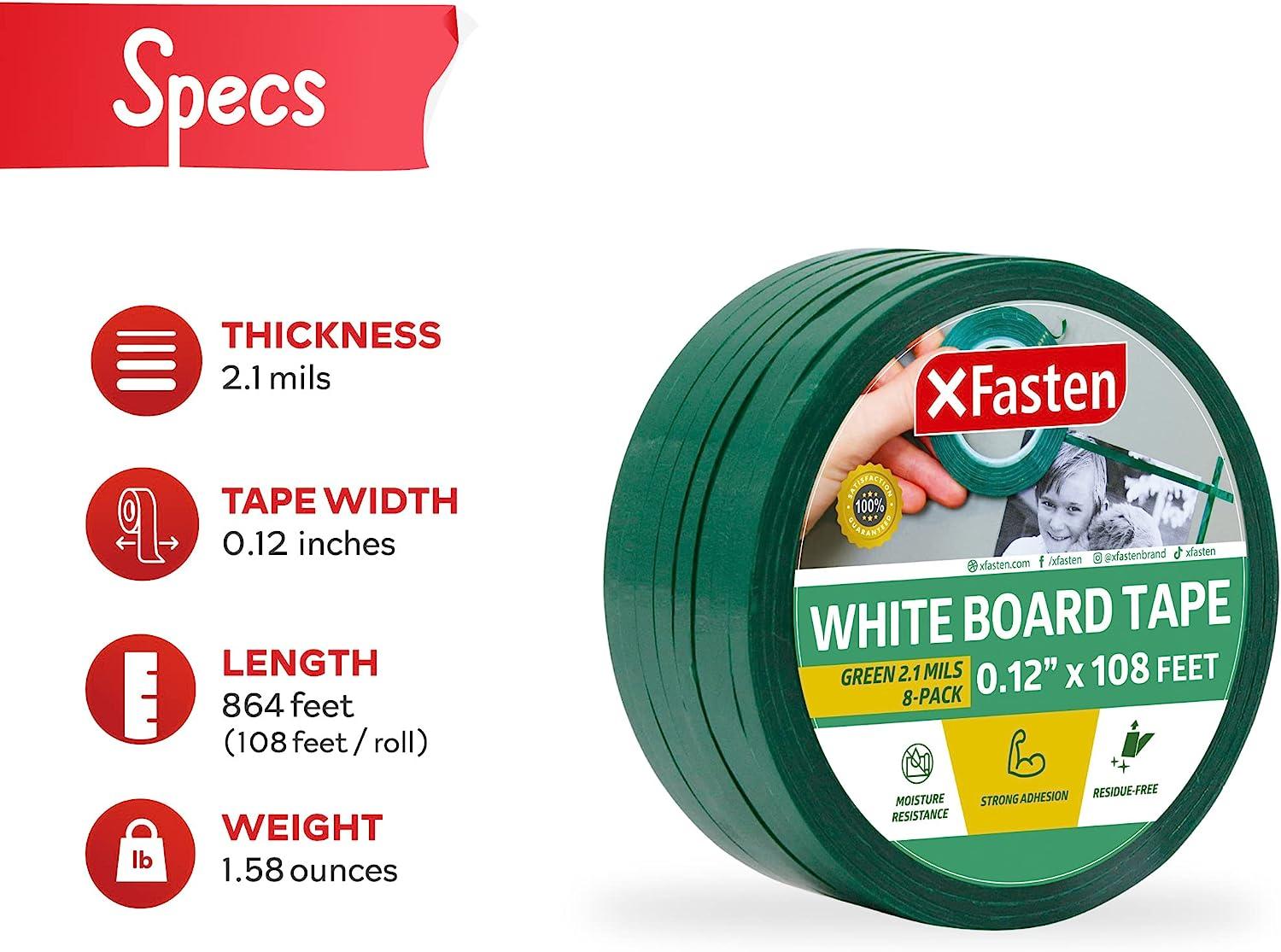 XFasten White Board Tape Line Green Thin Tape Pinstripe Tape for