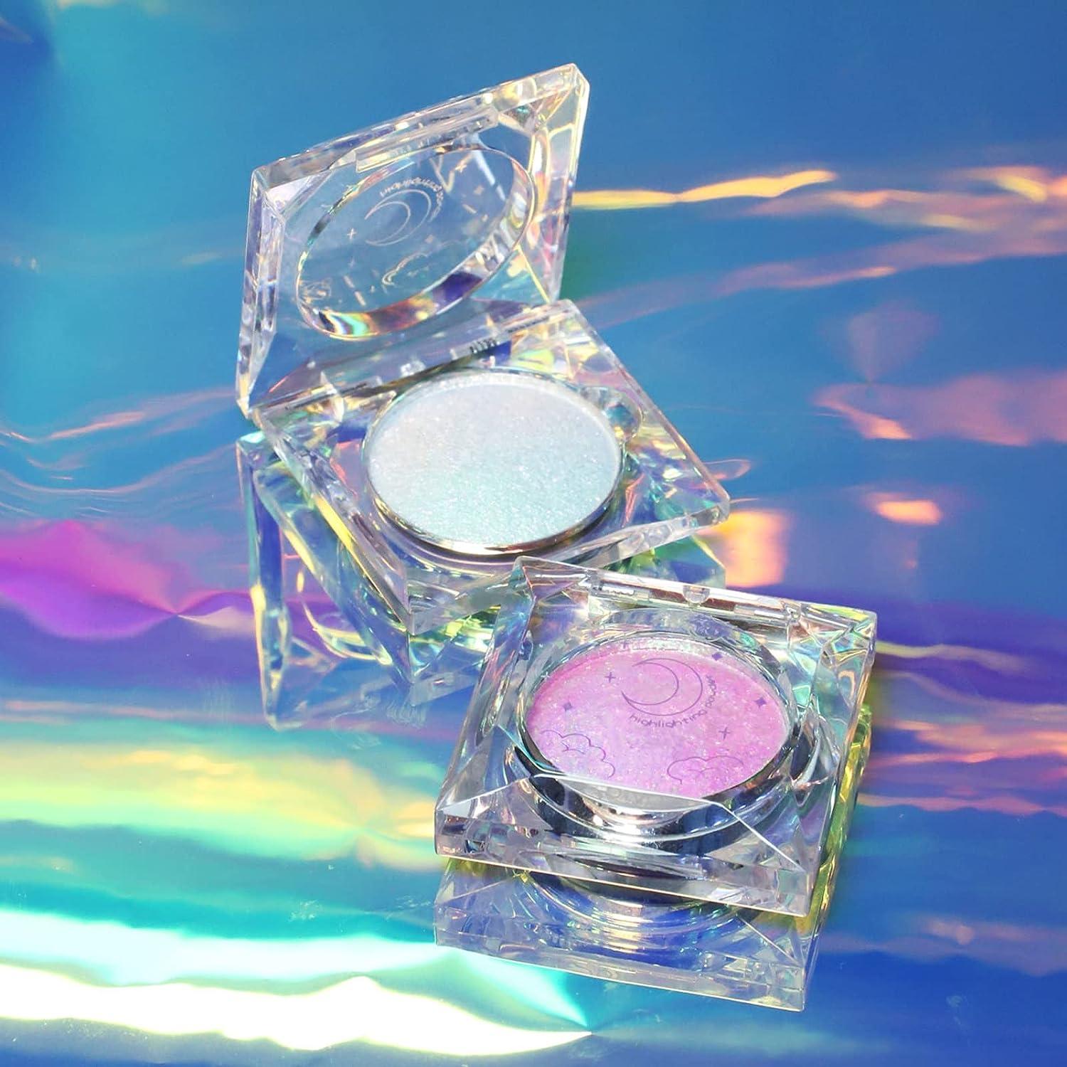 Jutqut Purple Pink Shimmer Glitter Highlighter Silver Face