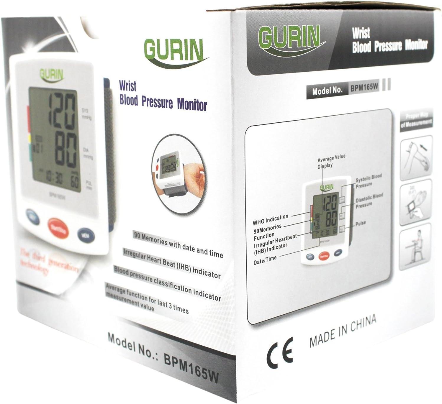 Gurin Pro Series Wrist Digital Blood Pressure Monitor with Case Large
