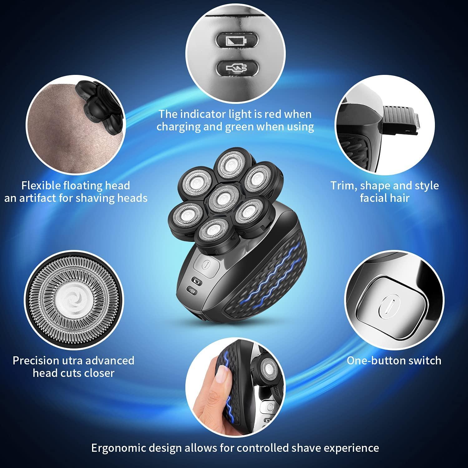 Roziaplus 7D Head Shavers 5 in 1 Waterproof Electric Razor for Men Bald Head Shaver, Cordless