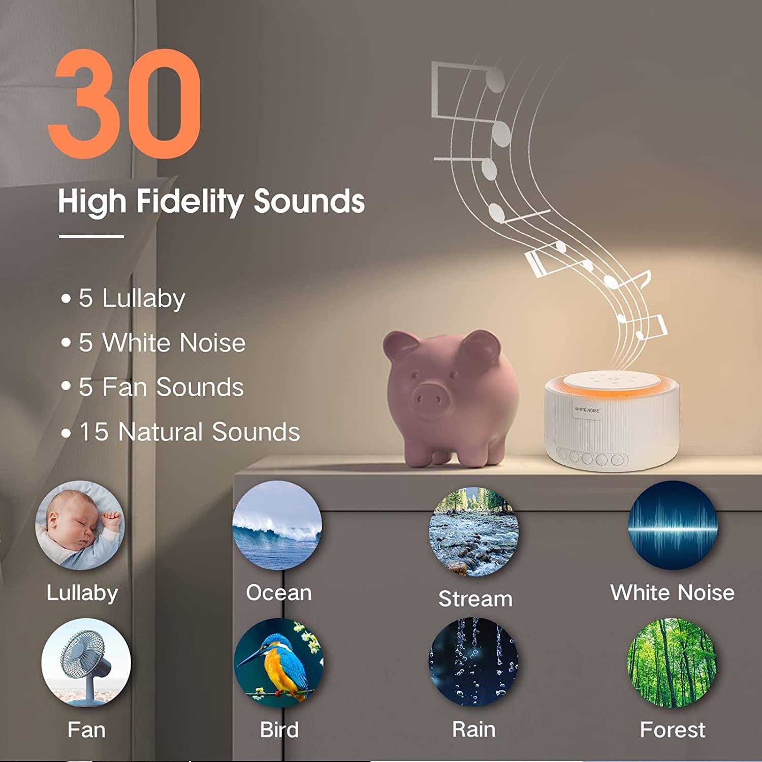 White Noise Machine UMZRUVH Sound Machine Baby with 30 Nonlooping Sounds 36Level Volume Noise