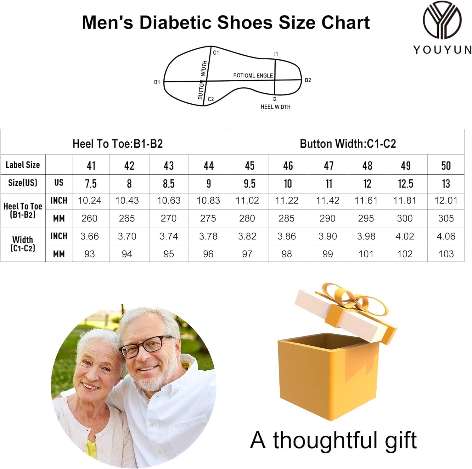 youyun Diabetic Shoes for Mens X-Wide Width Shoes for Elderly Men ...