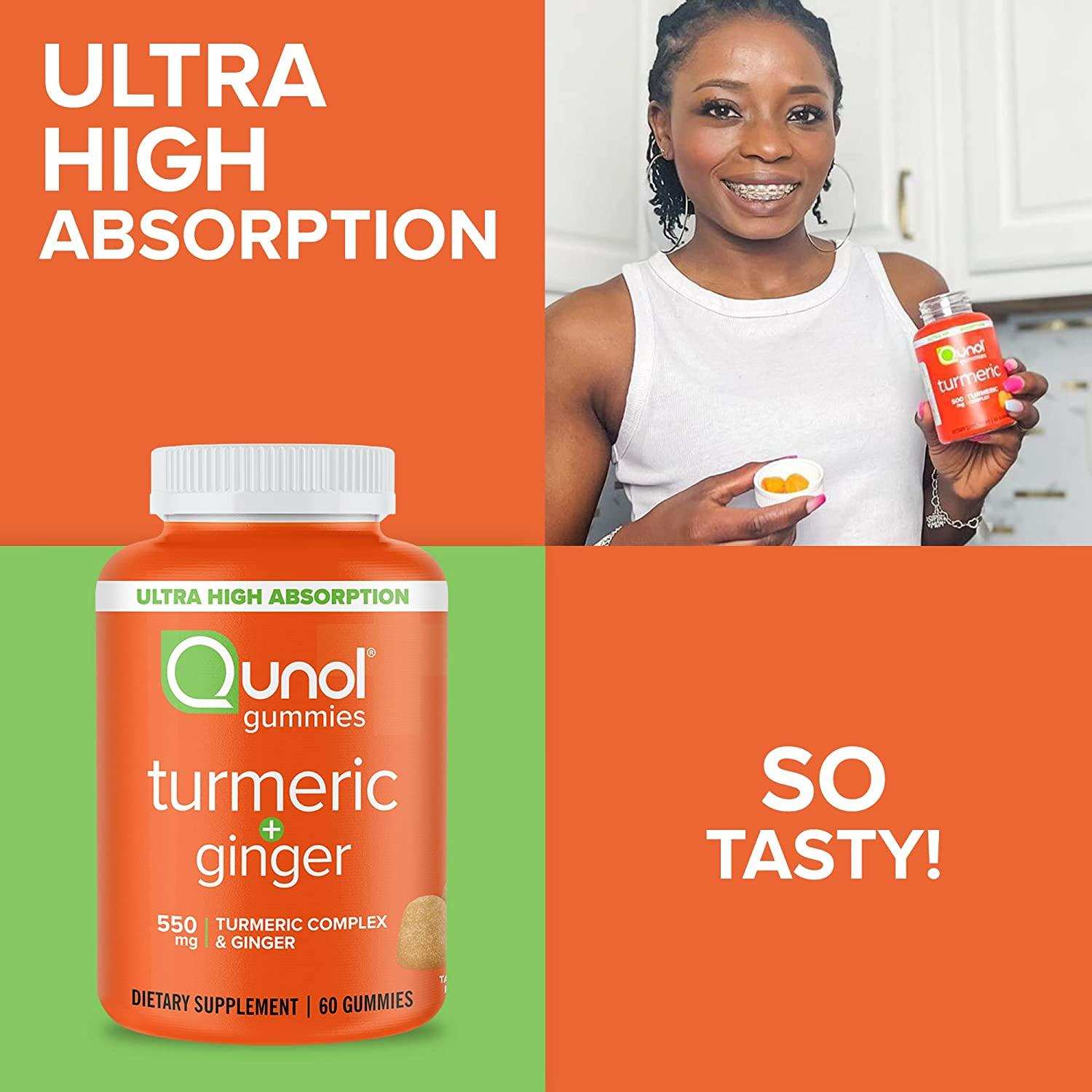 Turmeric and Ginger Gummies Qunol Vegan Joint Support Supplement Ultra High Absorption 1