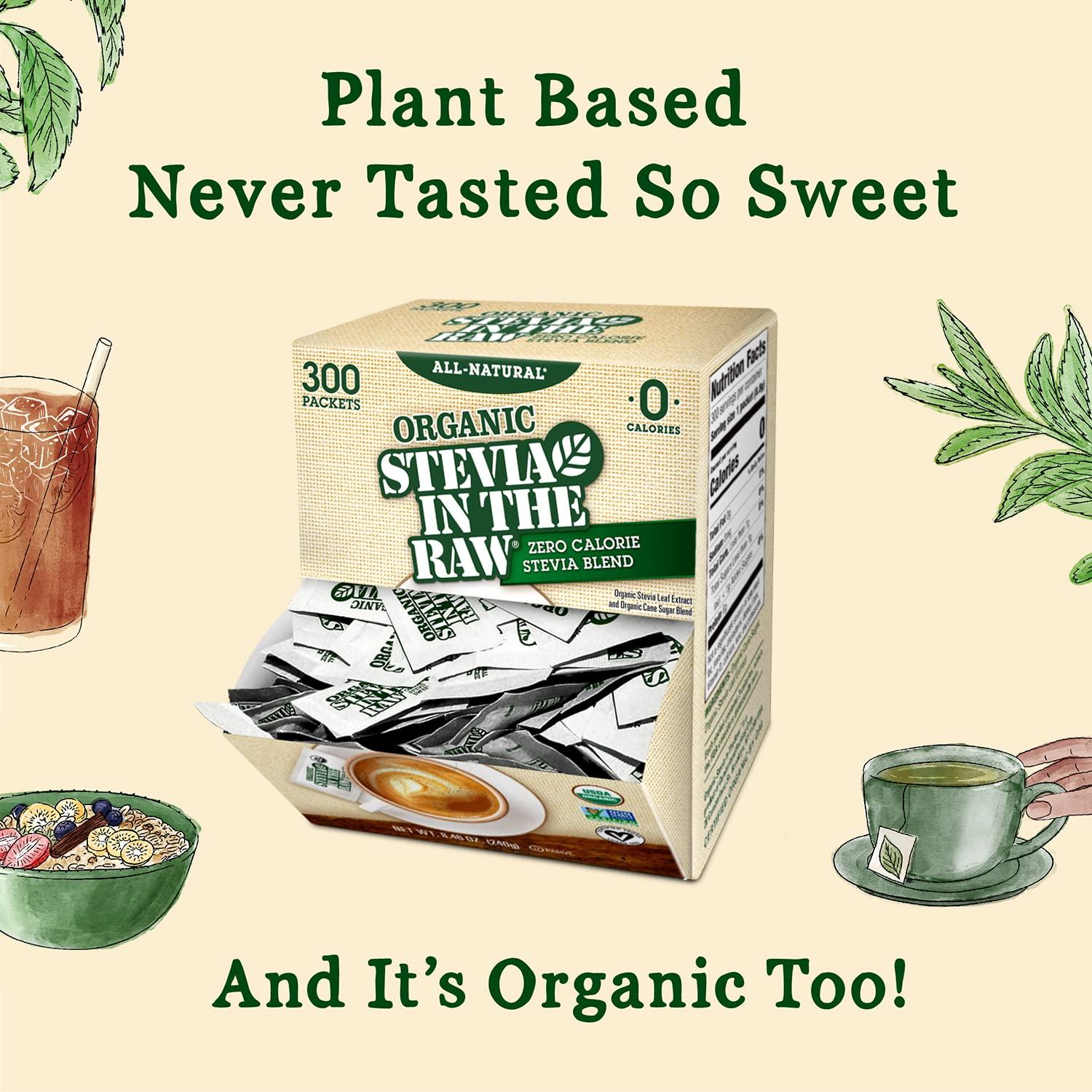 ORGANIC STEVIA IN THE RAW, ZeroCalorie Sweetener Packets 300 Count (1