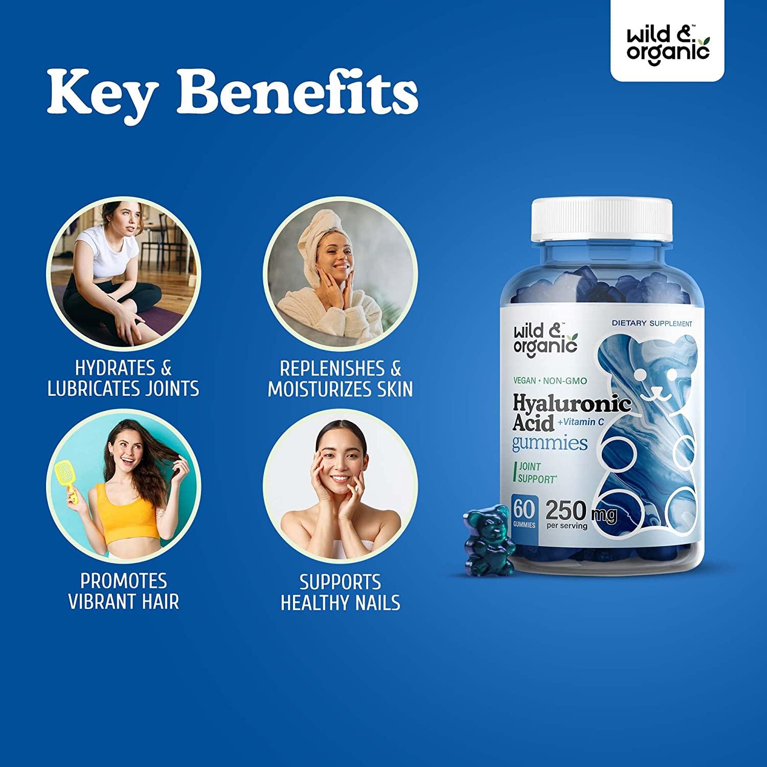 Wild Organic Hyaluronic Acid Gummies w Vitamin C Support Skin