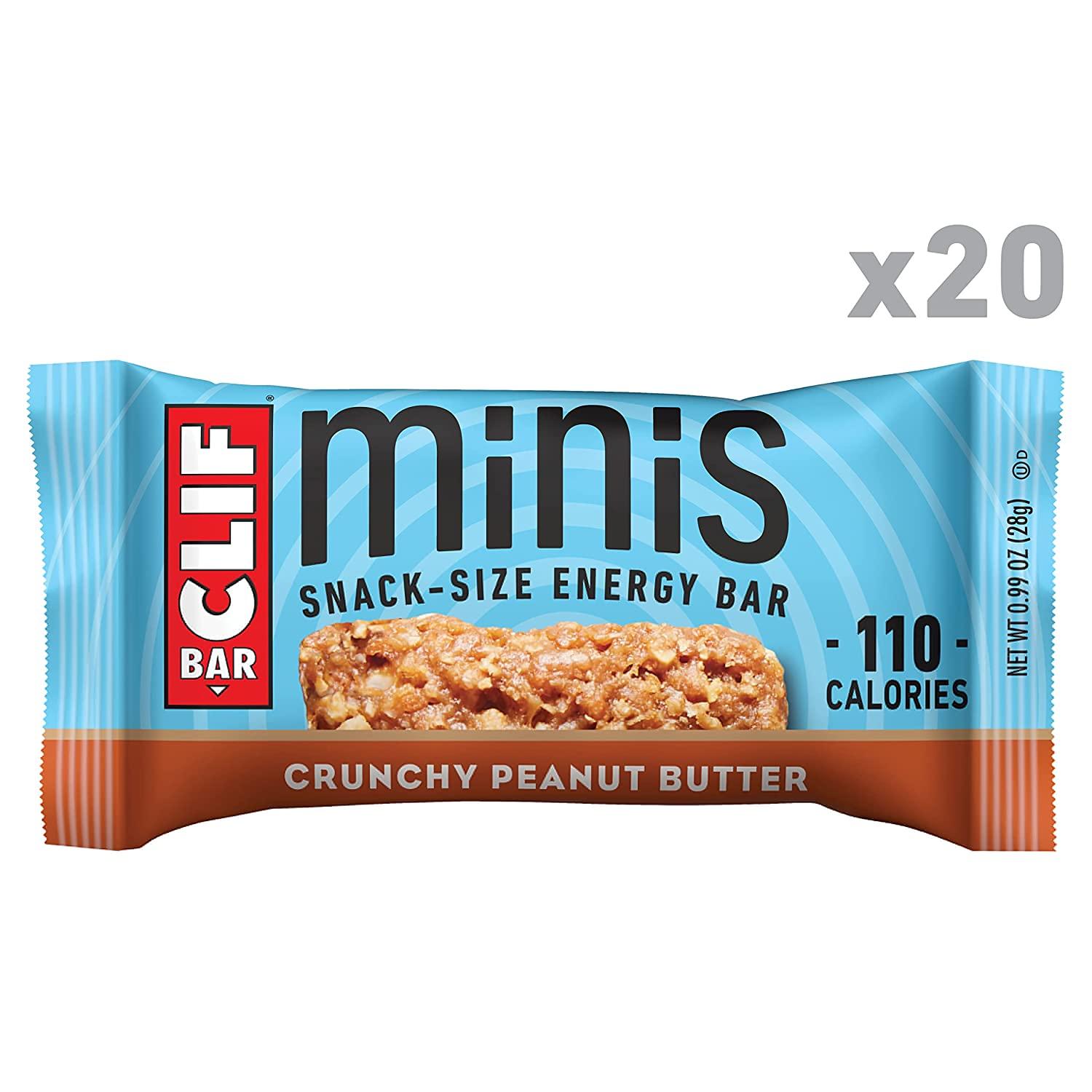 CLIF BARS - Mini Energy Bars - Crunchy Peanut Butter -Made with Organic  Oats - Plant Based Food - Vegetarian - Kosher (0.99 Ounce Snack Bars, 20  Count)