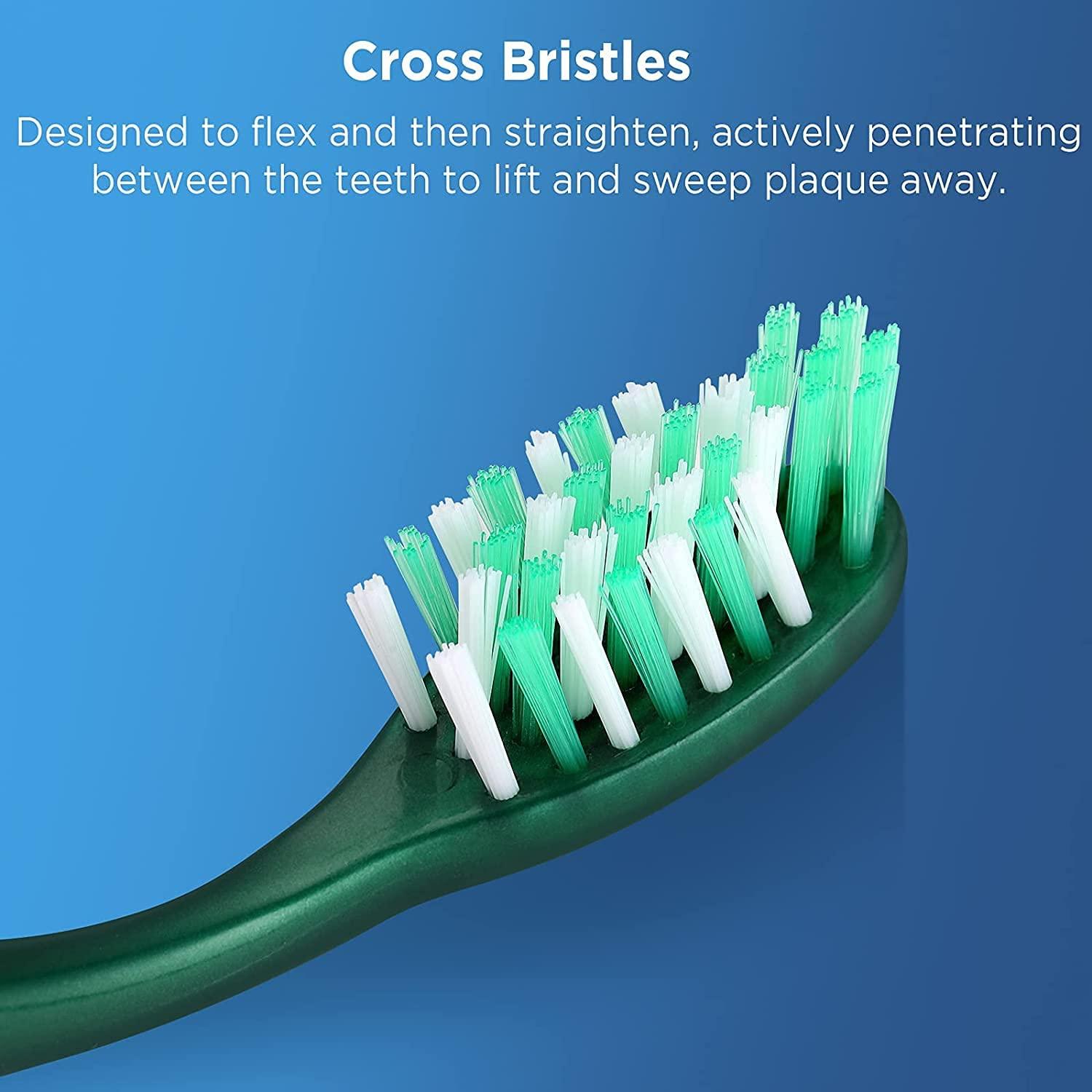 Fremouth Firm Toothbrushes for Adults, Cross Hard Bristles, 6 Count C6