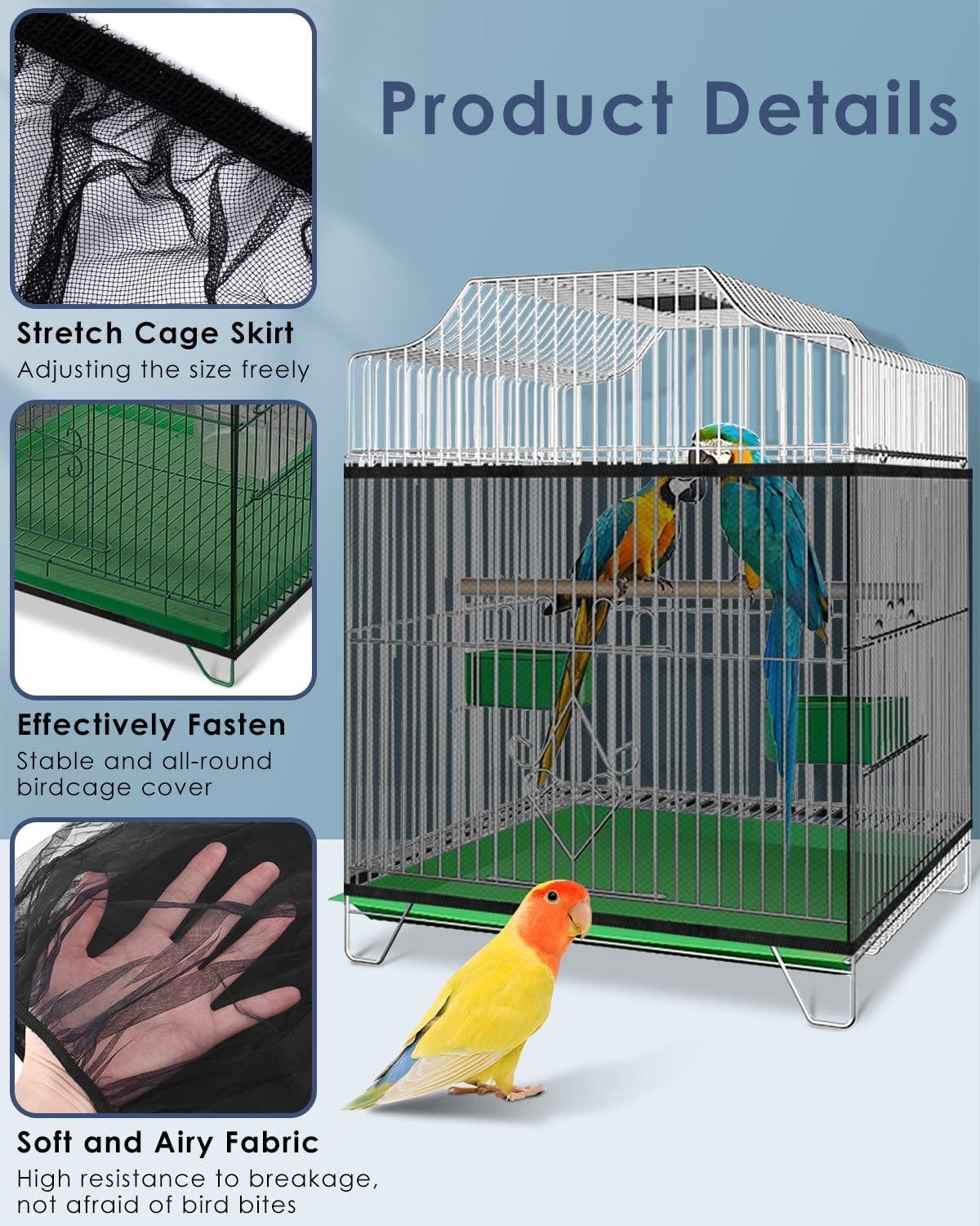 Bissap Bird Cage Seed Catcher, Universal Birdcage Net Nylon Adjustable