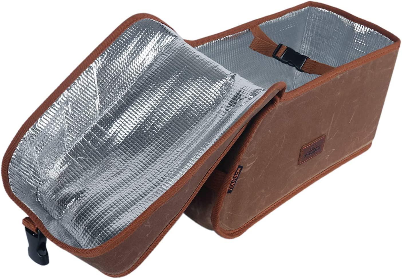TOURBON Canvas Bicycle Pannier Bike Rear Rack Insulated Trunk Cooler Bag  (Khaki)