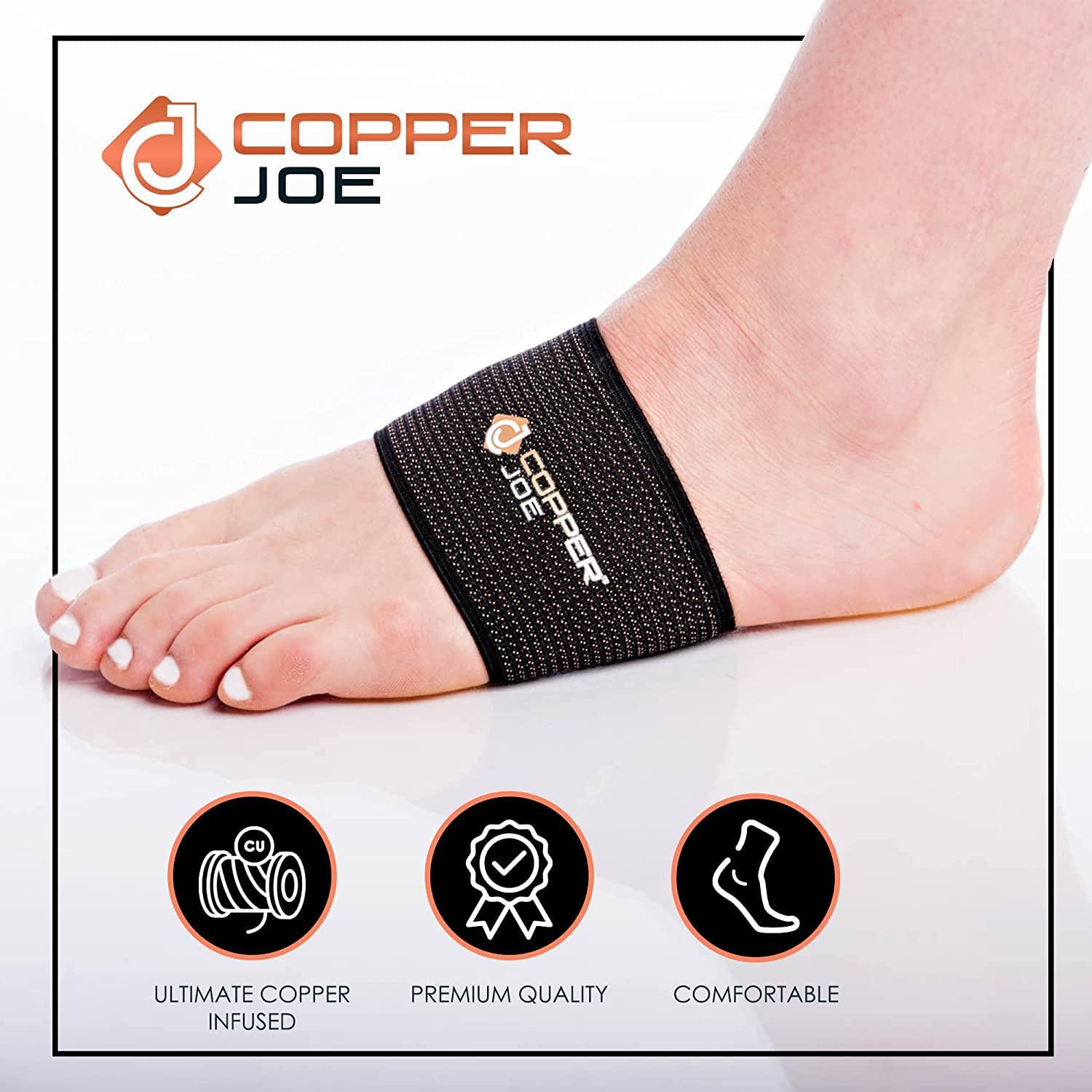 Copper Joe 4 Pack Arch Support - Best Copper Arch Support Brace - Arch Pain  Relief for Flat & Fallen Feet- Plantar Fasciitis Foot Arch Supports Braces  for Men and Women Large/X-Large (