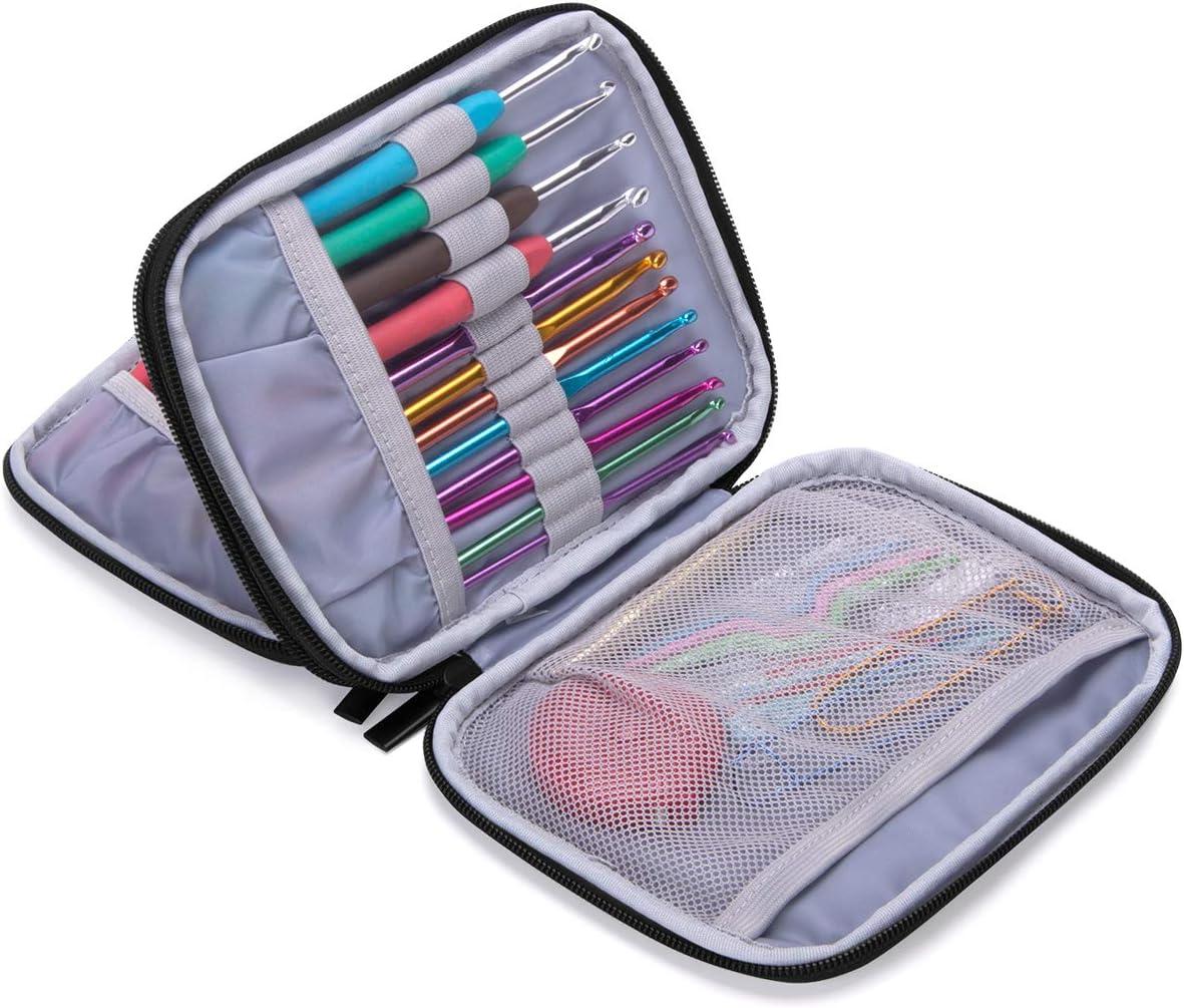 Damero Crochet Hook Case, Organizer Zipper Bag with Web Pockets for Various  Crochet Needles and Knitting Accessories, Well Made and Easy to Carry,  Medium, Gray Dots (No Accessories Included) Gray Dots Medium (