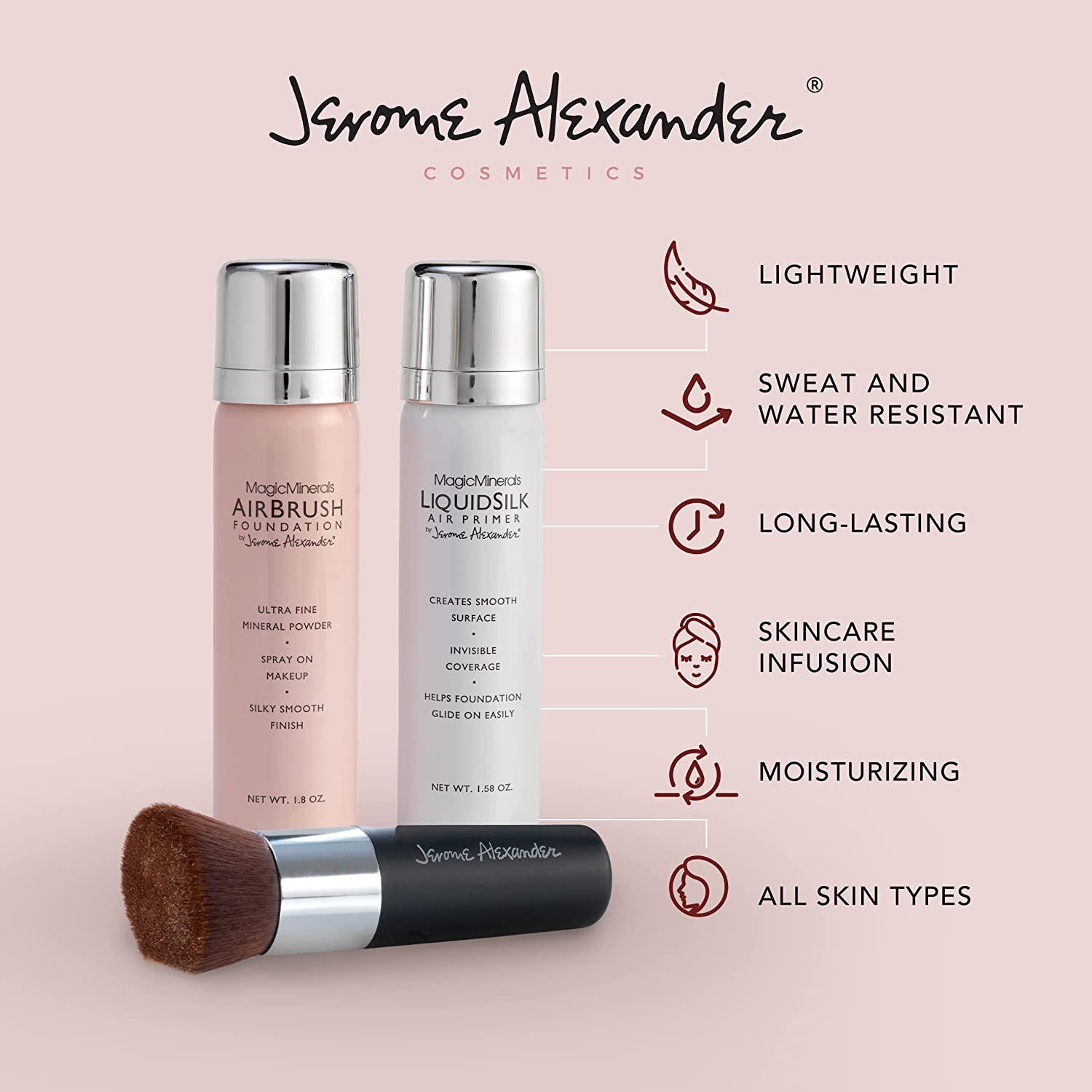 MagicMinerals AirBrush Foundation by Jerome Alexander – 3pc Spray Makeup  Set with Anti-aging Ingredients for Smooth Radiant Skin (3 Piece Set,  Bright Medium)