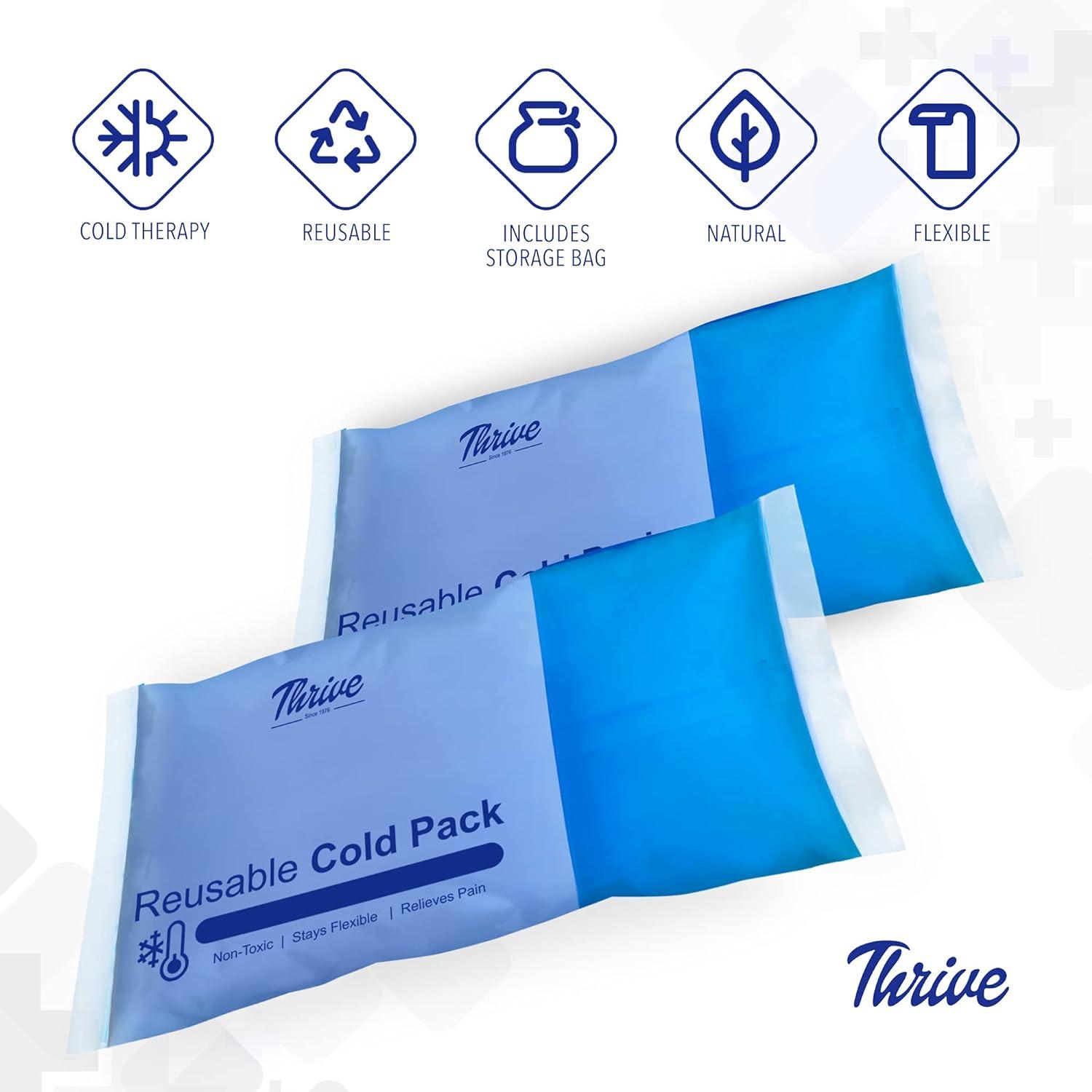 TruHealth Reusable Gel Ice Packs (2 Pack) - FSA HSA Approved Large Size 4.5  x 9.5 in for Body Pain and Injuries, Cold Compress Therapy - Reduces Back