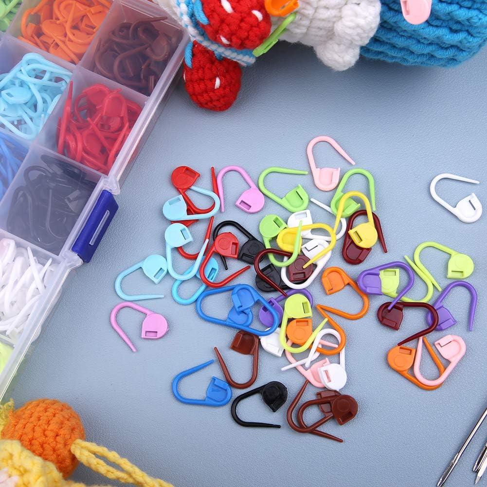LUNARM 315 Pieces Stitch Locking Clip Colorful Knitting Markers Crochet  Clips with 15 Pieces Big Eyes Blunt Sewing Needles (2inch/2.3inch/2.7inch)  15 Colors/315pcs