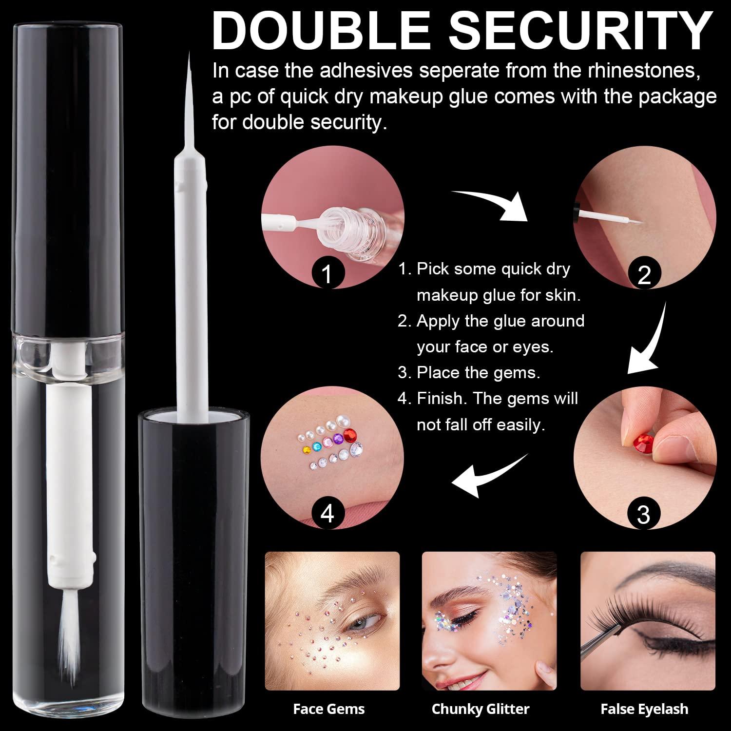 1600 PCS Gem Stickers - Self Adhesive Acrylic Rhinestones For Crafts & Body Art