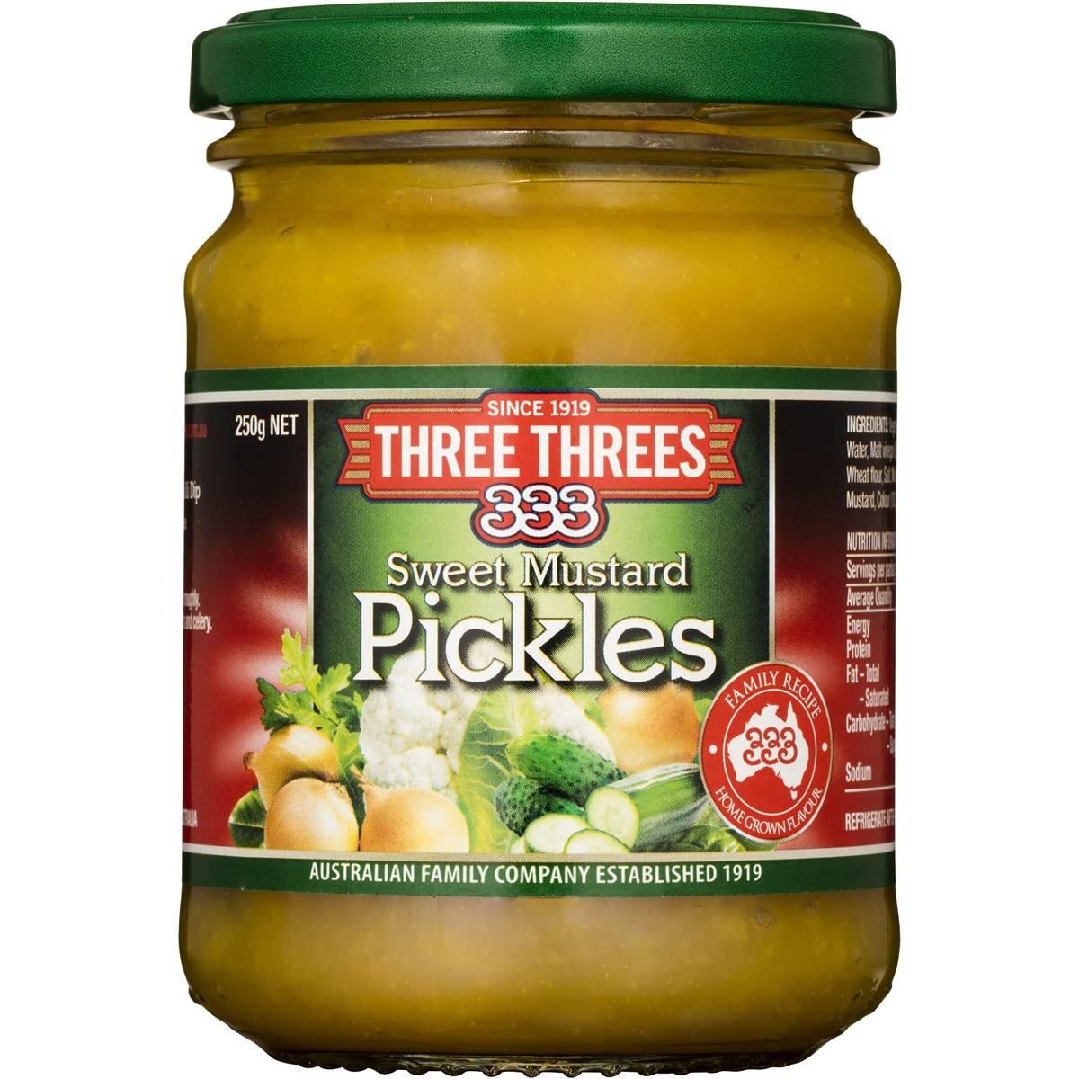 Three Three Sweet Mustard Pickles 250g Tangy and Delicious Condiment