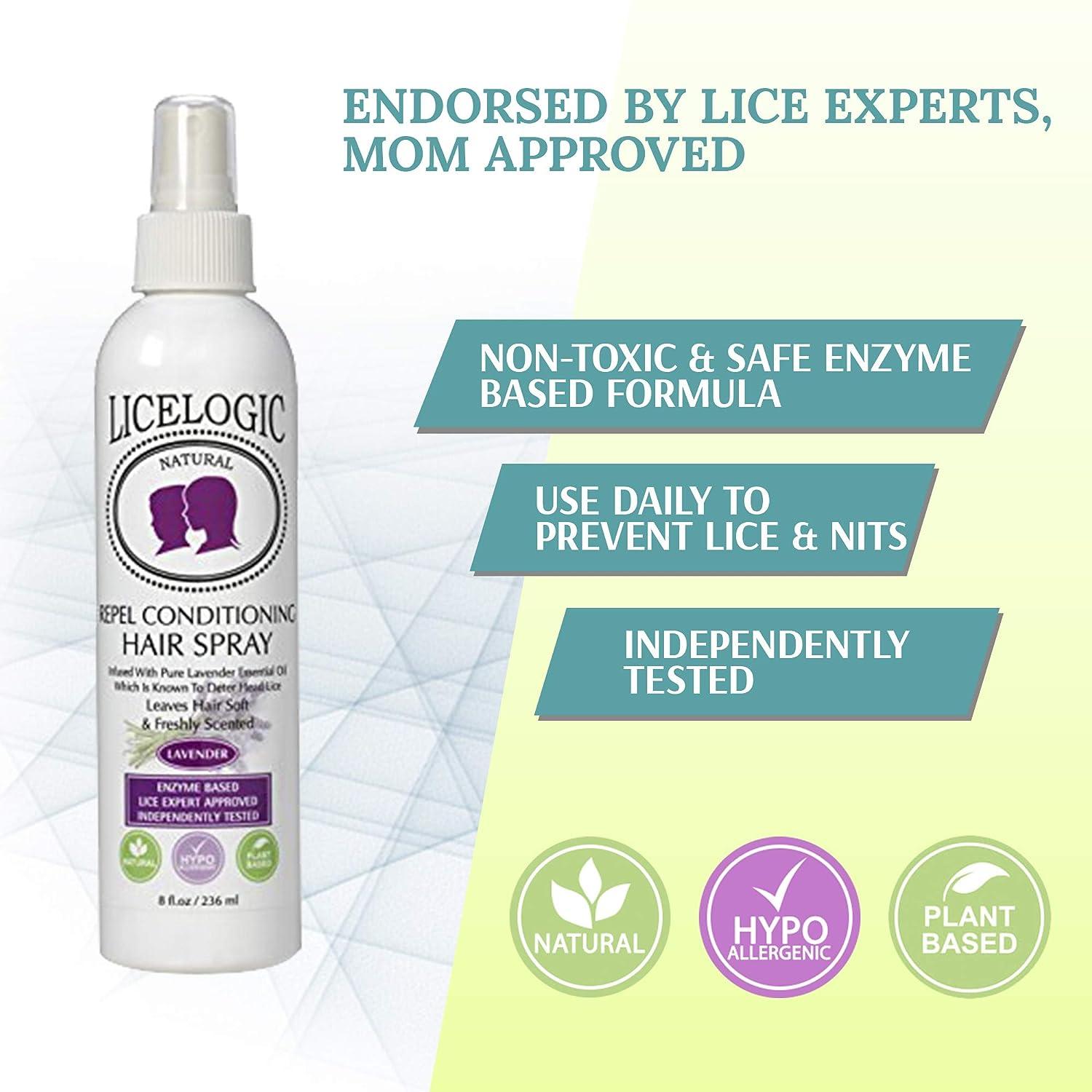 LiceLogic Repel Lice Prevention Spray 8oz Lavender Effective Against