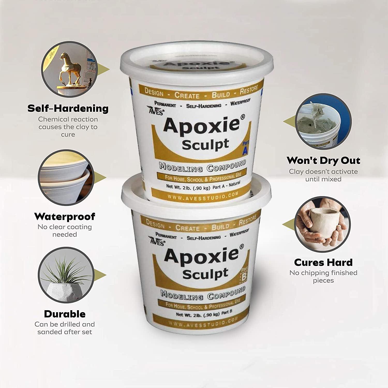 Apoxie Sculpt Modeling Clay Neutral Color Kit, Black, Silver-Grey