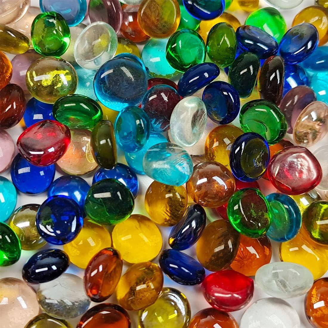  Meschett 50PCS Mini Glass Gems,Blue Mancala Stones Flat Bottom  Marble Beads for Home Decorative Art Craft Vase Filler(0.5~0.7) : Home &  Kitchen